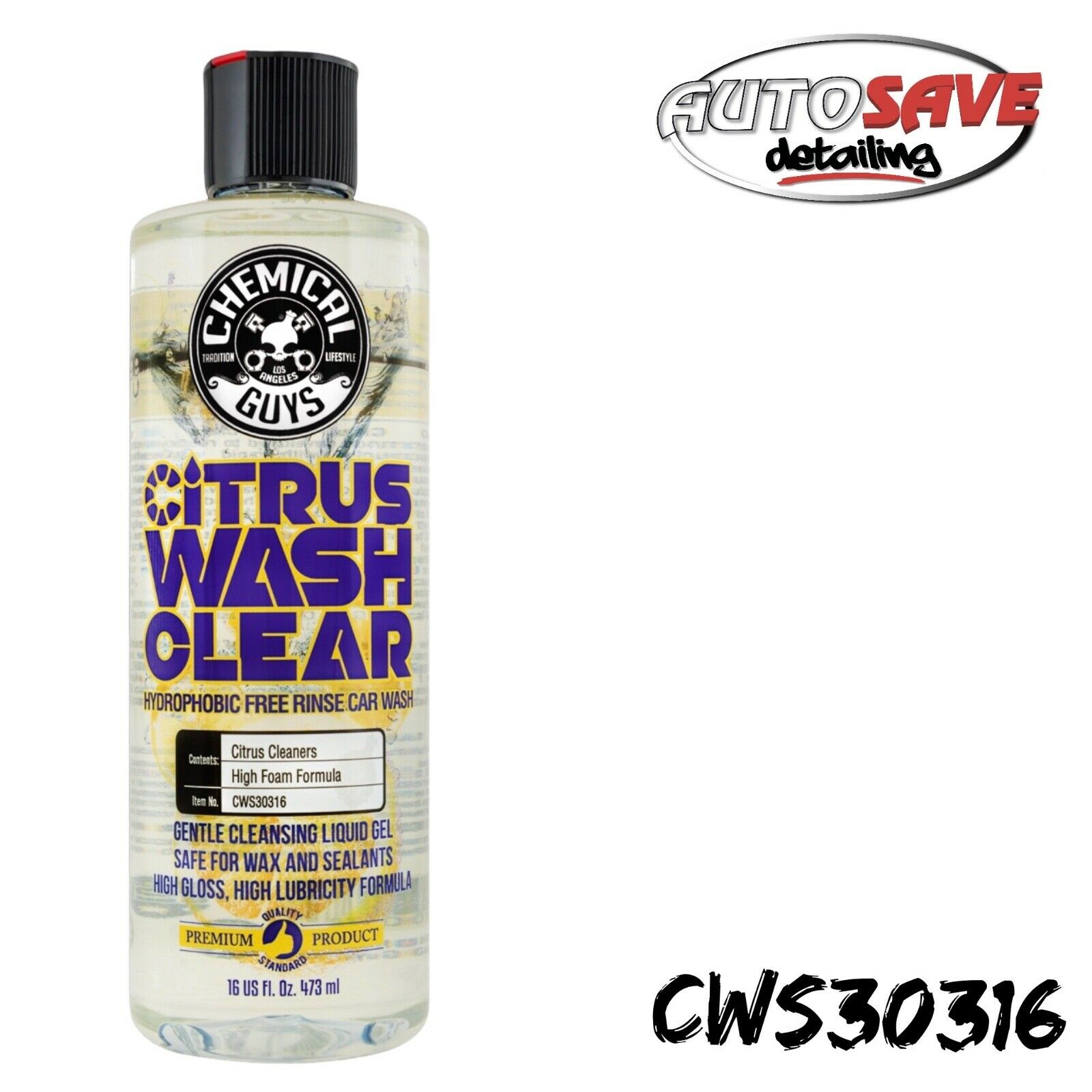 Chemical Guys Citrus Wash Clear Hydrophobic Free Rinse Car Wash 16oz –  Autosave Components