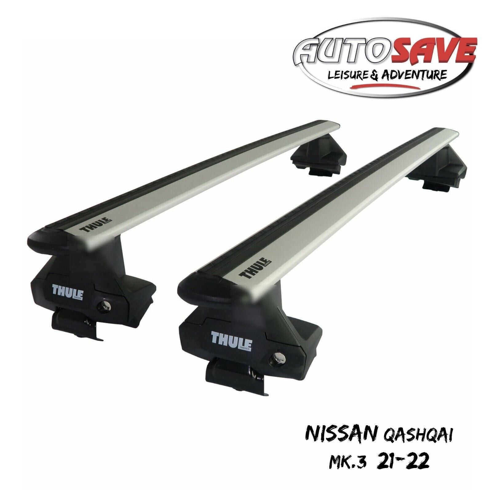 Thule Aluminium WingBar Evo Silver Roof Bars Set for Nissan