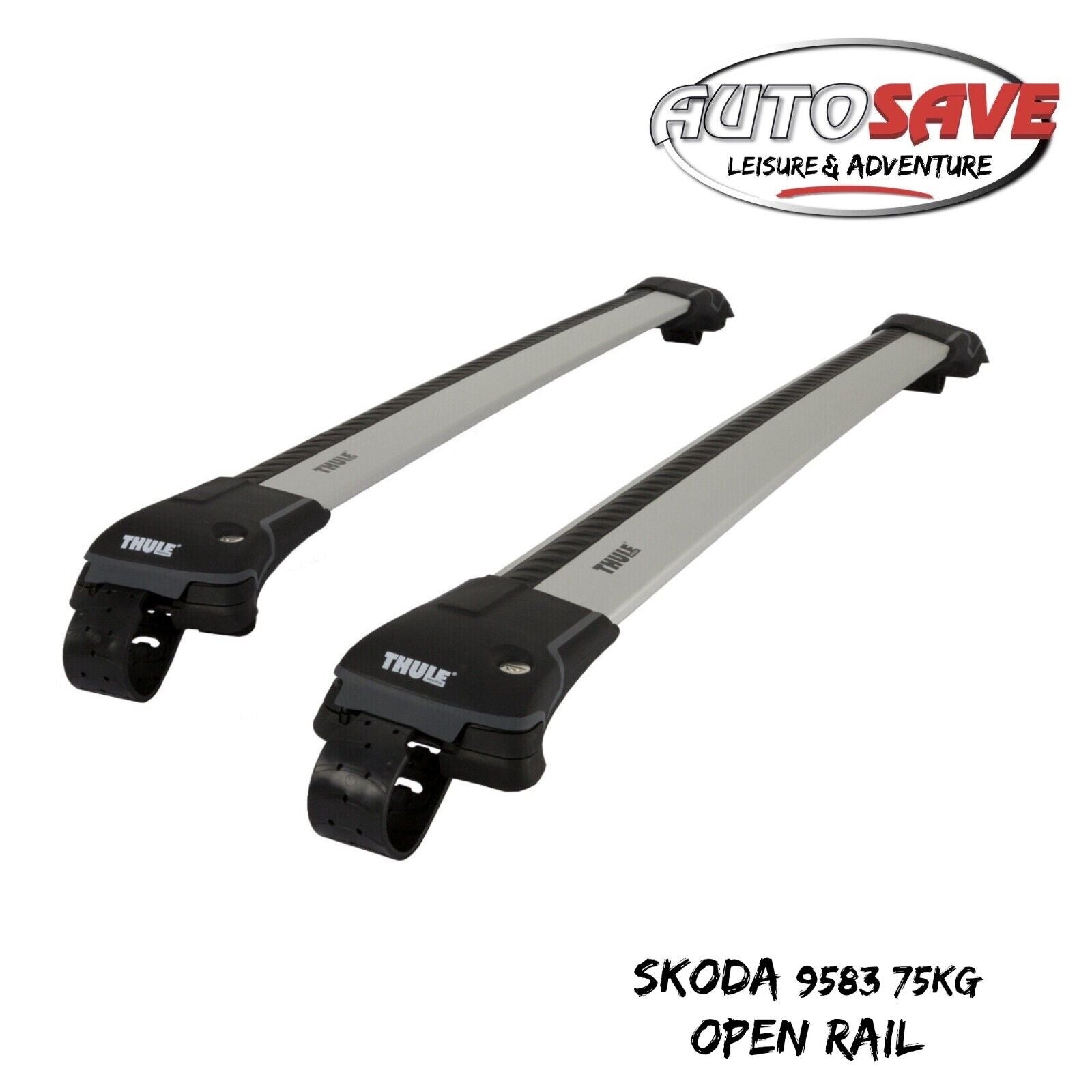 Thule 9583 L WingBar Edge Silver Car Roof Bars 75 kg Open Rails