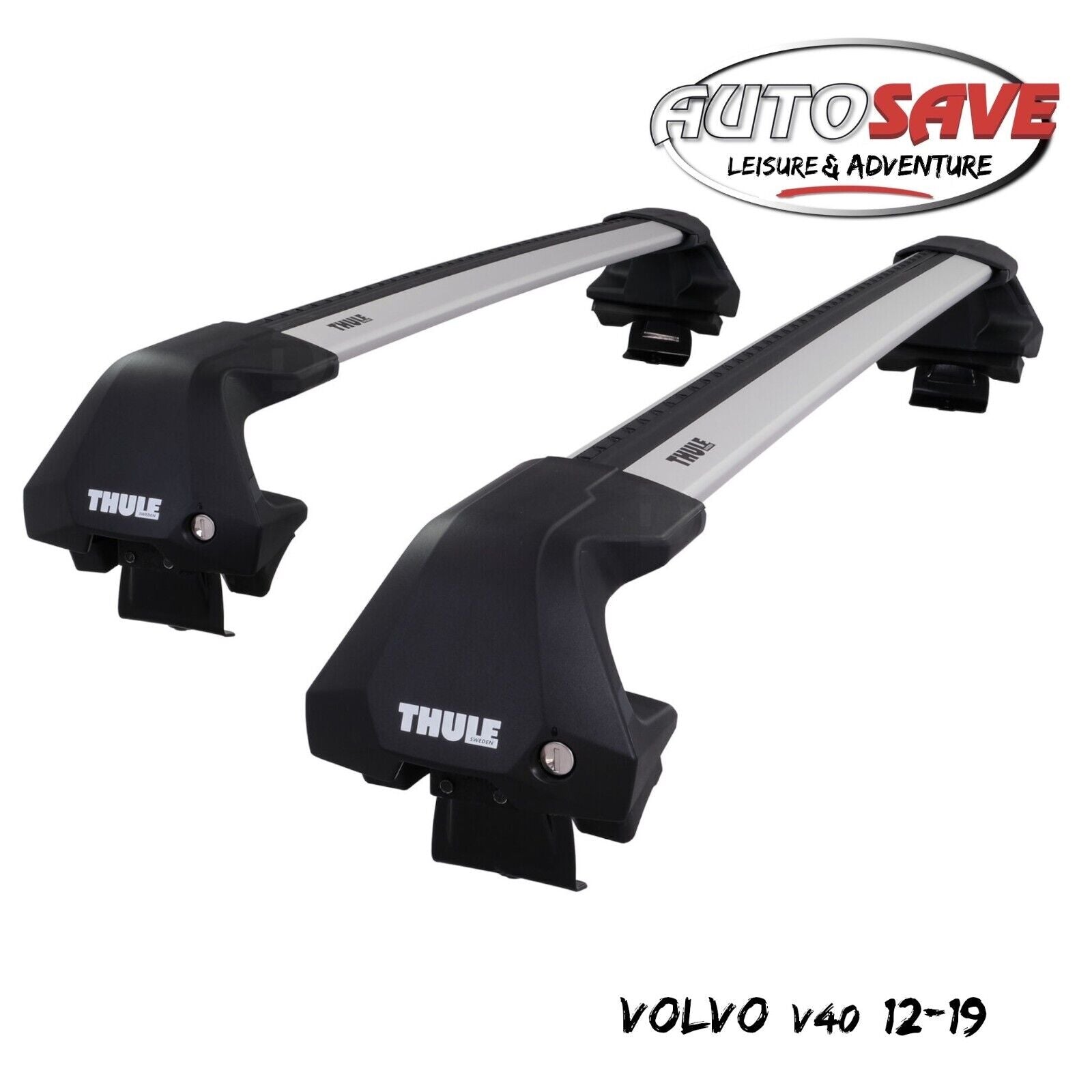 Thule WingBar Edge Silver Aluminium Roof Bars Set to fit Volvo V40