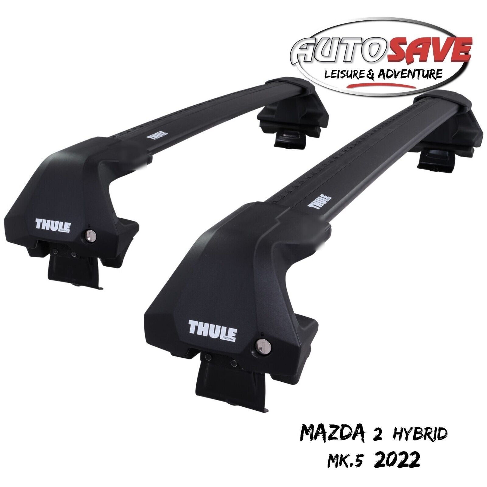 Thule WingBar Edge Black Aluminium Roof Bars for Mazda 2 Hybrid Mk