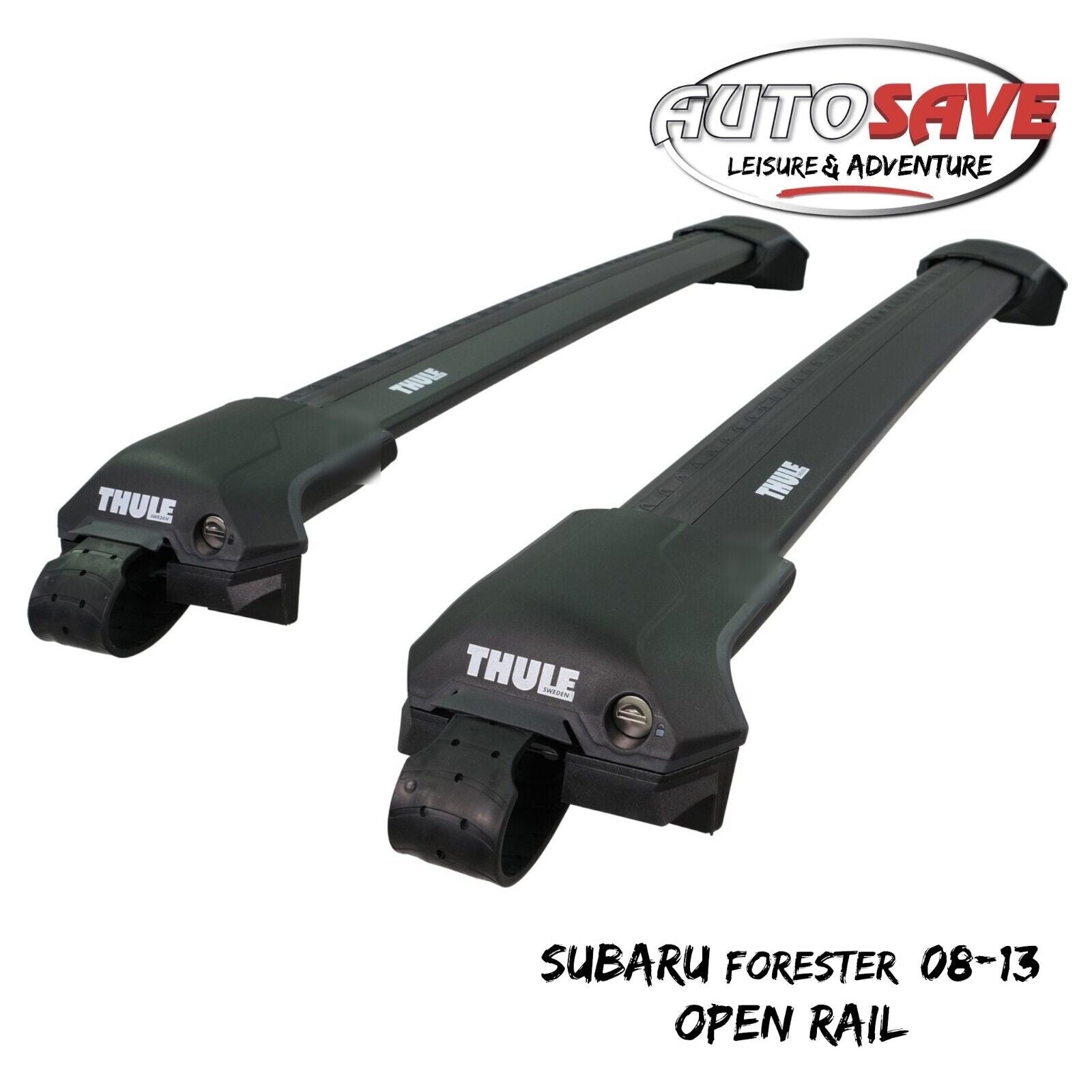 Thule WingBar Edge Black Roof Bar Set to fit Subaru Forester 08 13