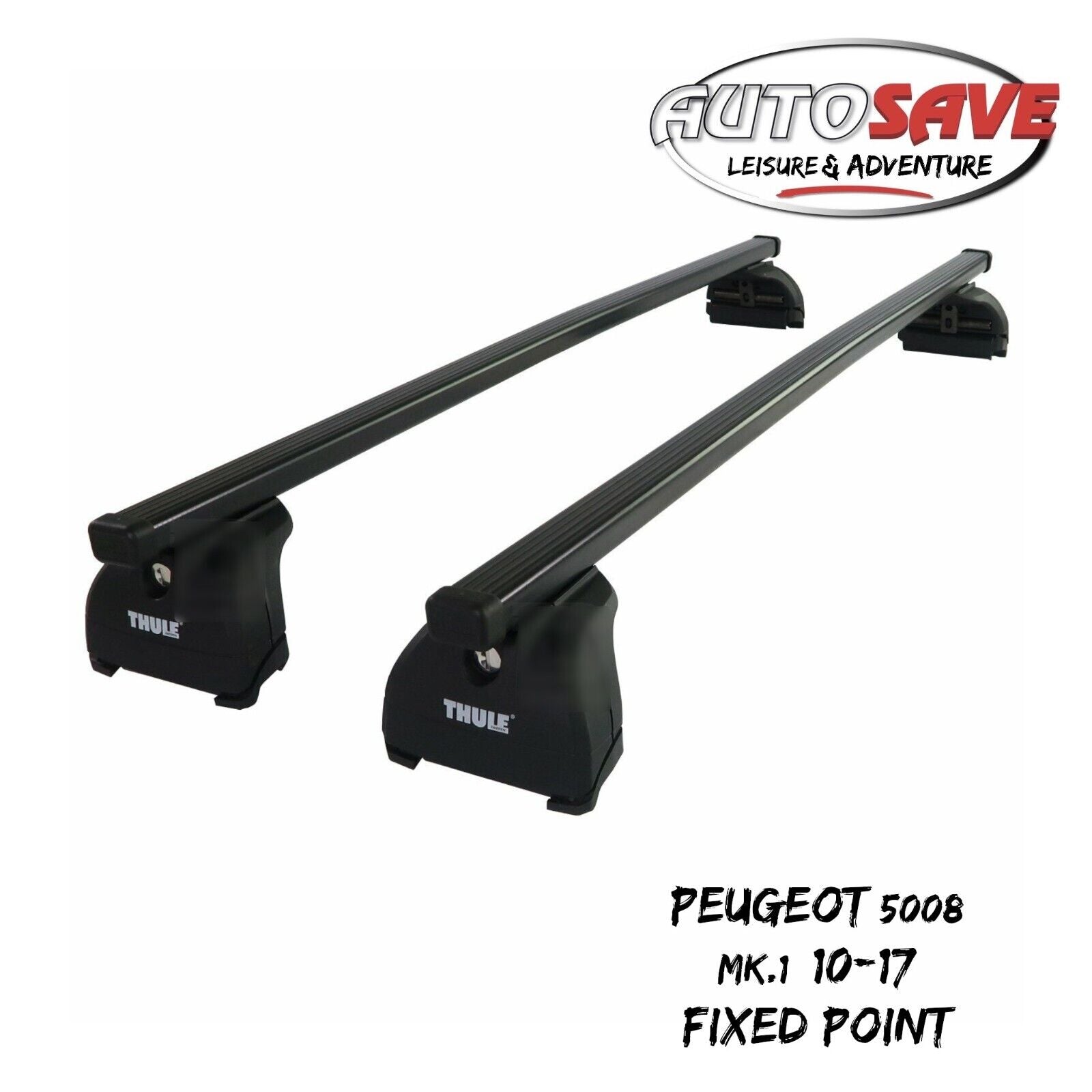 Thule Steel SquareBar Evo Roof Bars Set fit Peugeot 5008 Mk.1 10 17 Fi Autosave Components