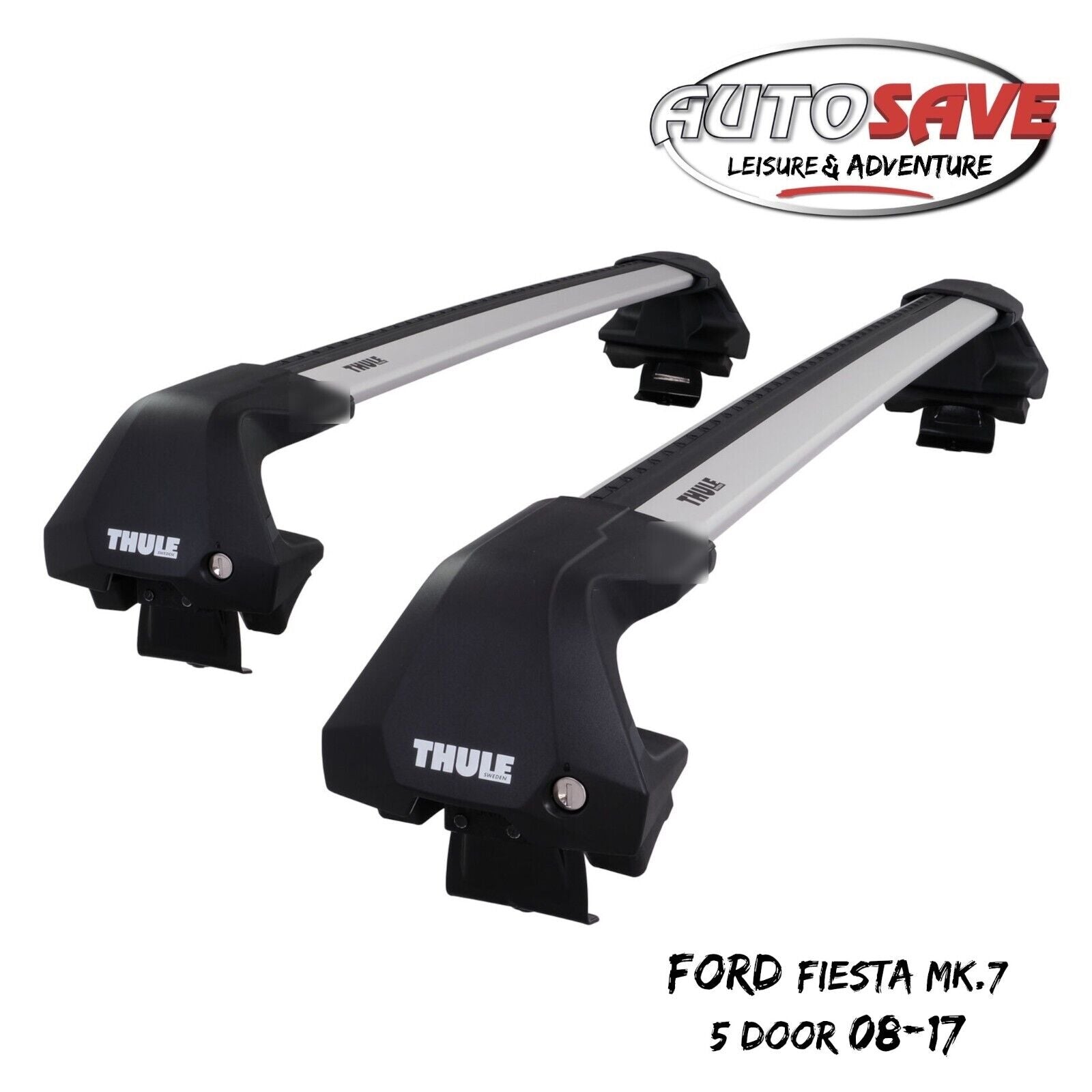 Thule WingBar Edge Silver Aluminium Roof Bars for Ford Fiesta 5 Door Mk.7 08 17