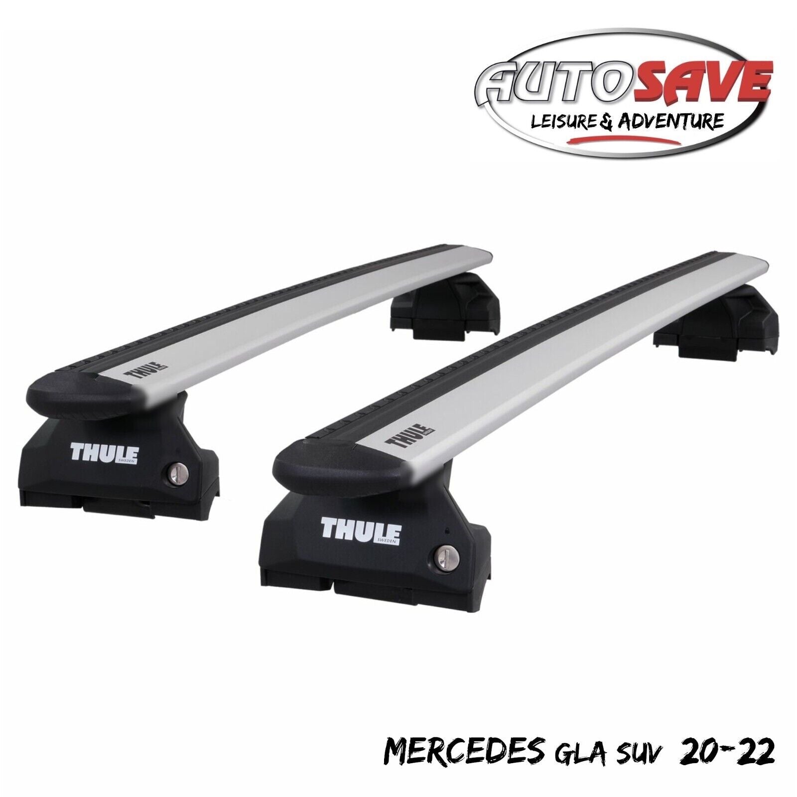 Thule Aluminium WingBar Evo Silver Roof Bars to fit Mercedes GLA SUV 20 22 Rails