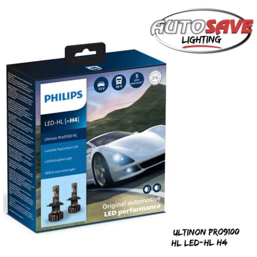 Philips Ultinon Pro9100 LED Pro 9100 5800K Car Headlight Bulbs H4 Twin –  Autosave Components