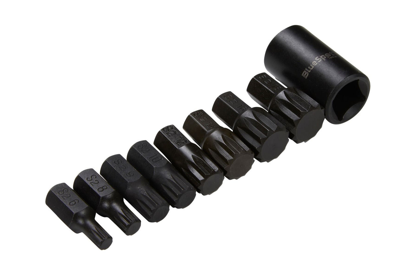 9 PCE 1/2" IMPACT SPLINE BITS (M6-M18)