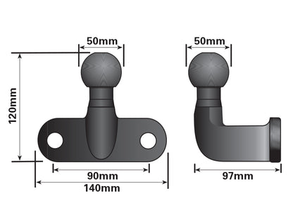 E Approved High Reach 50mm Towball Black