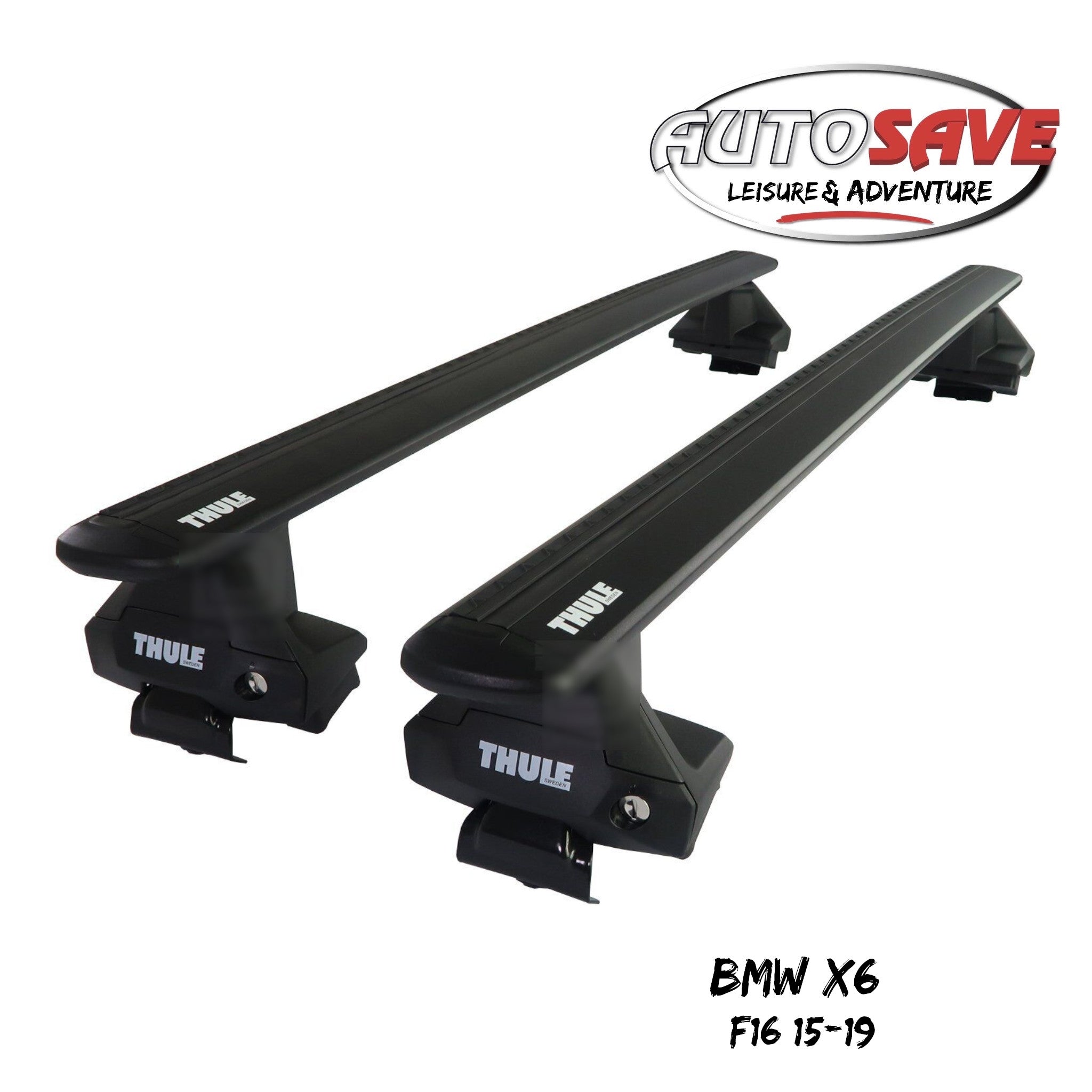 Thule Aluminium WingBar Evo Black Roof Bars Set to fit BMW X6 F16 15 19 Lockable