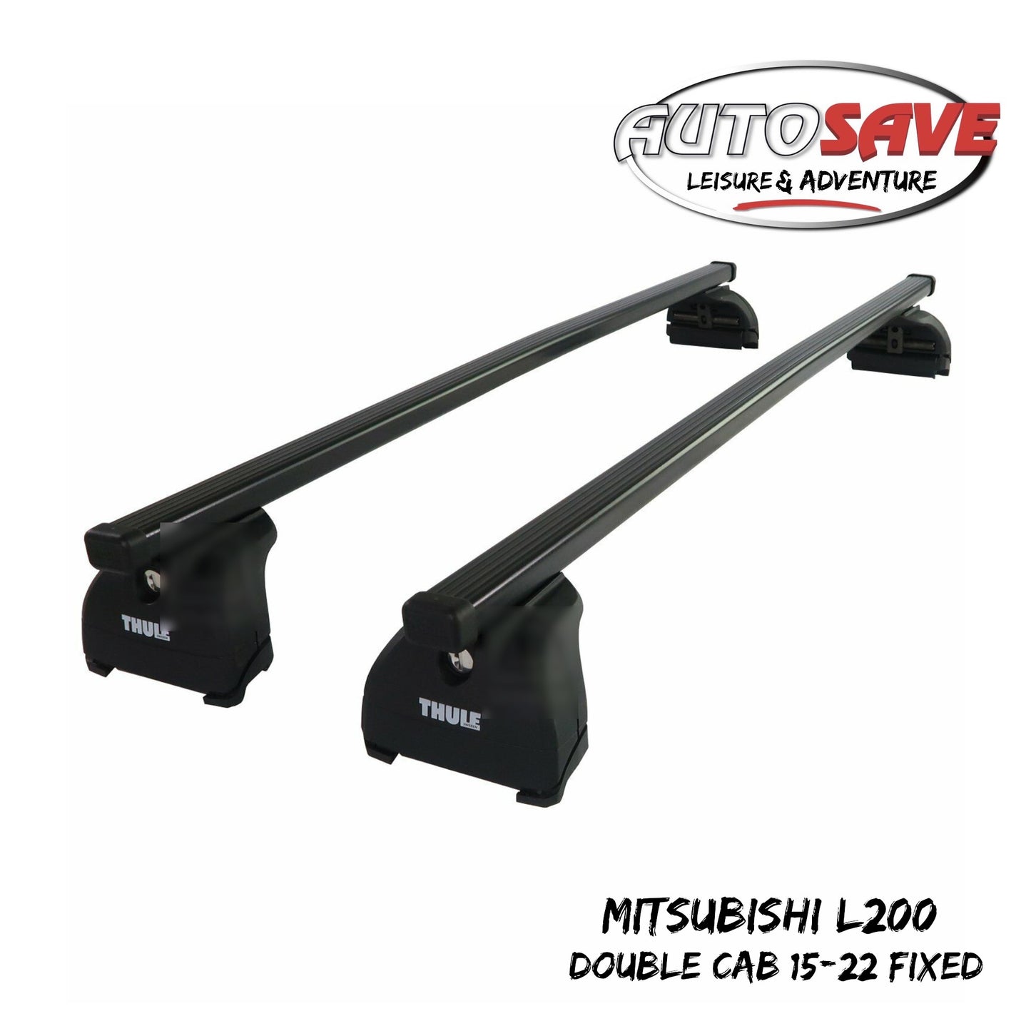 Thule Steel SquareBar Evo Roof Bars Mitsubishi L200 Double Cab 15-22 Fixed Point