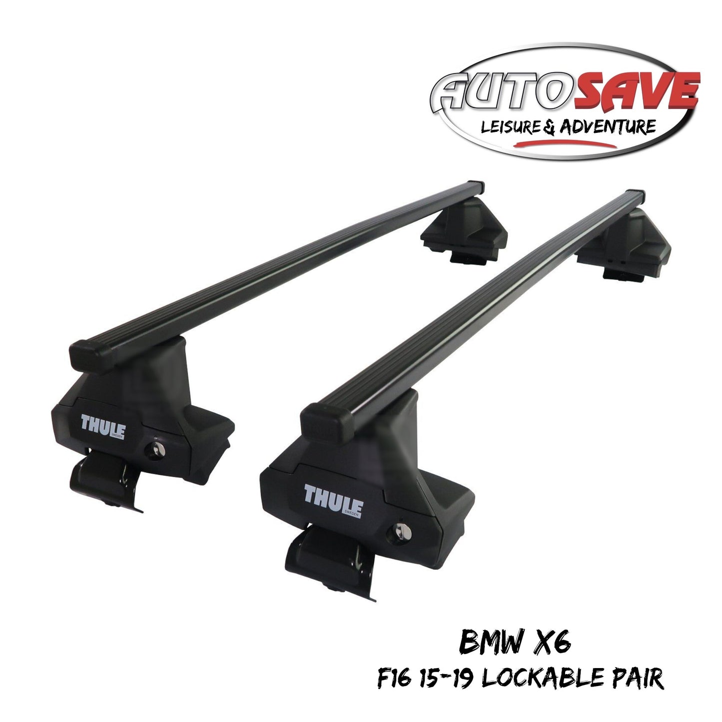 Thule Steel SquareBar Evo Roof Bars Set to fit BMW X6 F16 15-19 Lockable Pair