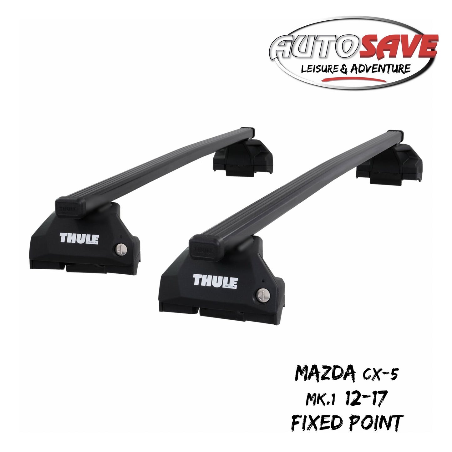 Thule Steel SquareBar Evo Roof Bars Set to fit Mazda CX-5 Mk.1 12-17 Fixed Point