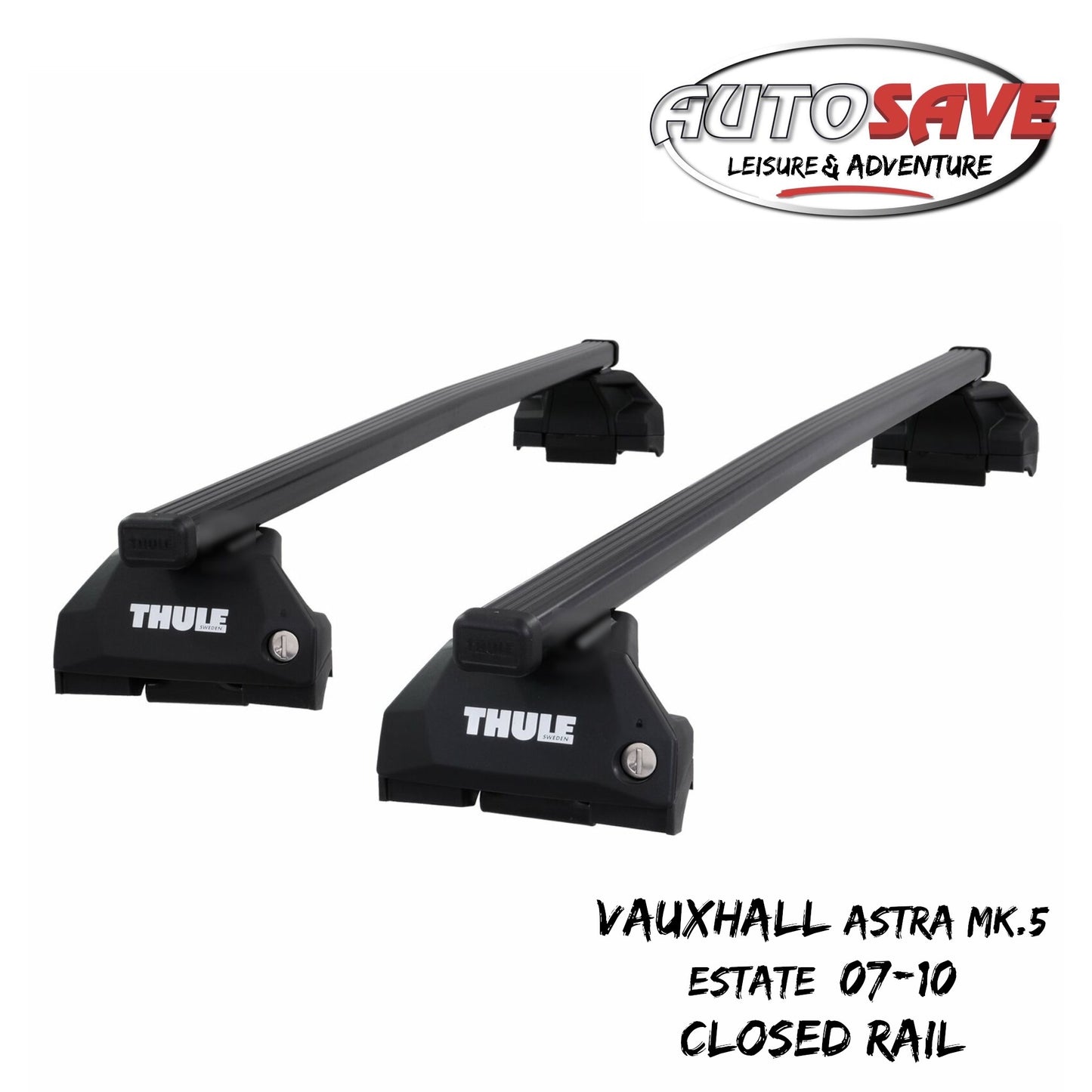 Thule Steel SquareBar Evo Roof Bars Vauxhall Astra Mk.5 Estate 07-10 Closed Rail