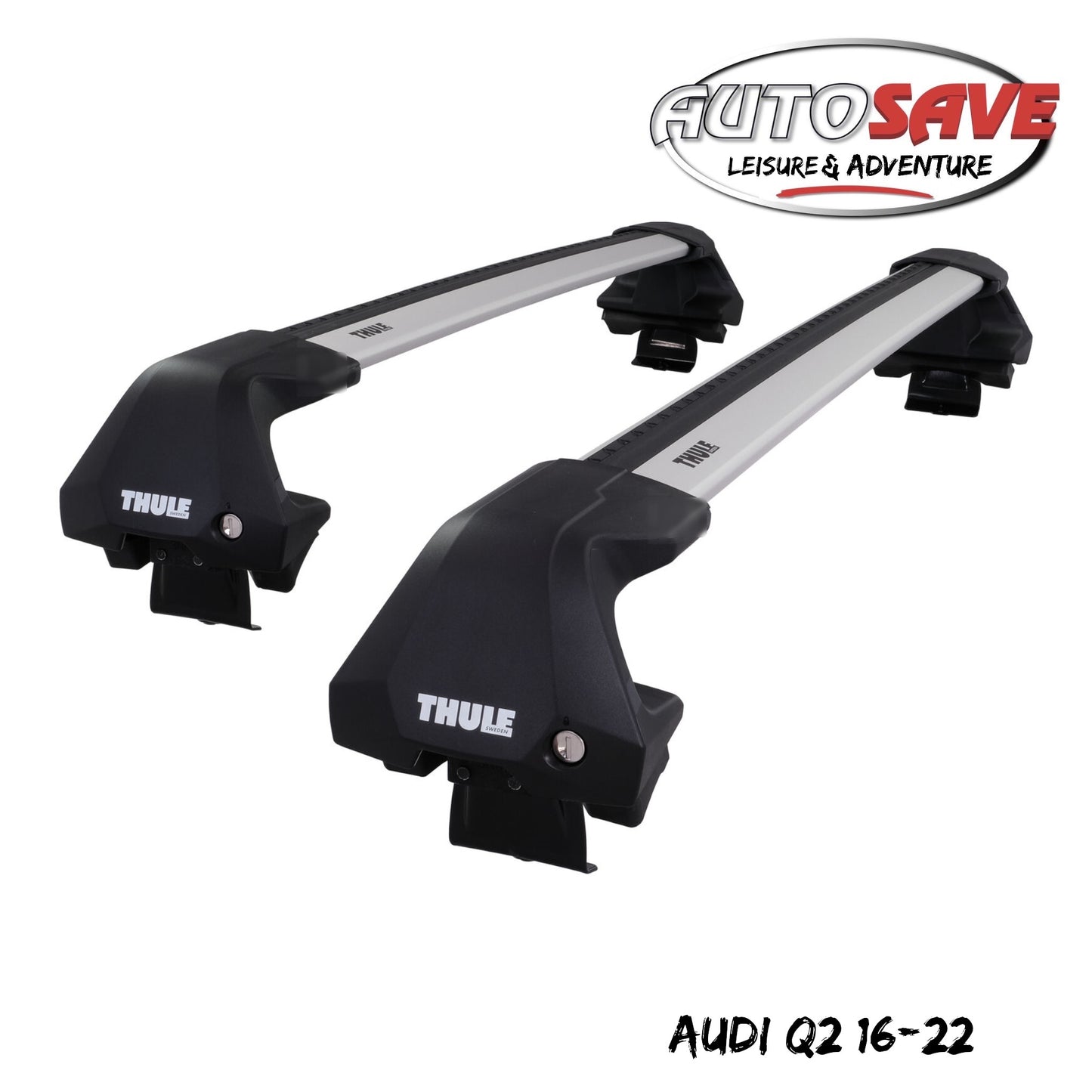 Thule WingBar Edge Silver Aluminium Roof Bars Set to fit Audi Q2 16-22 Lockable