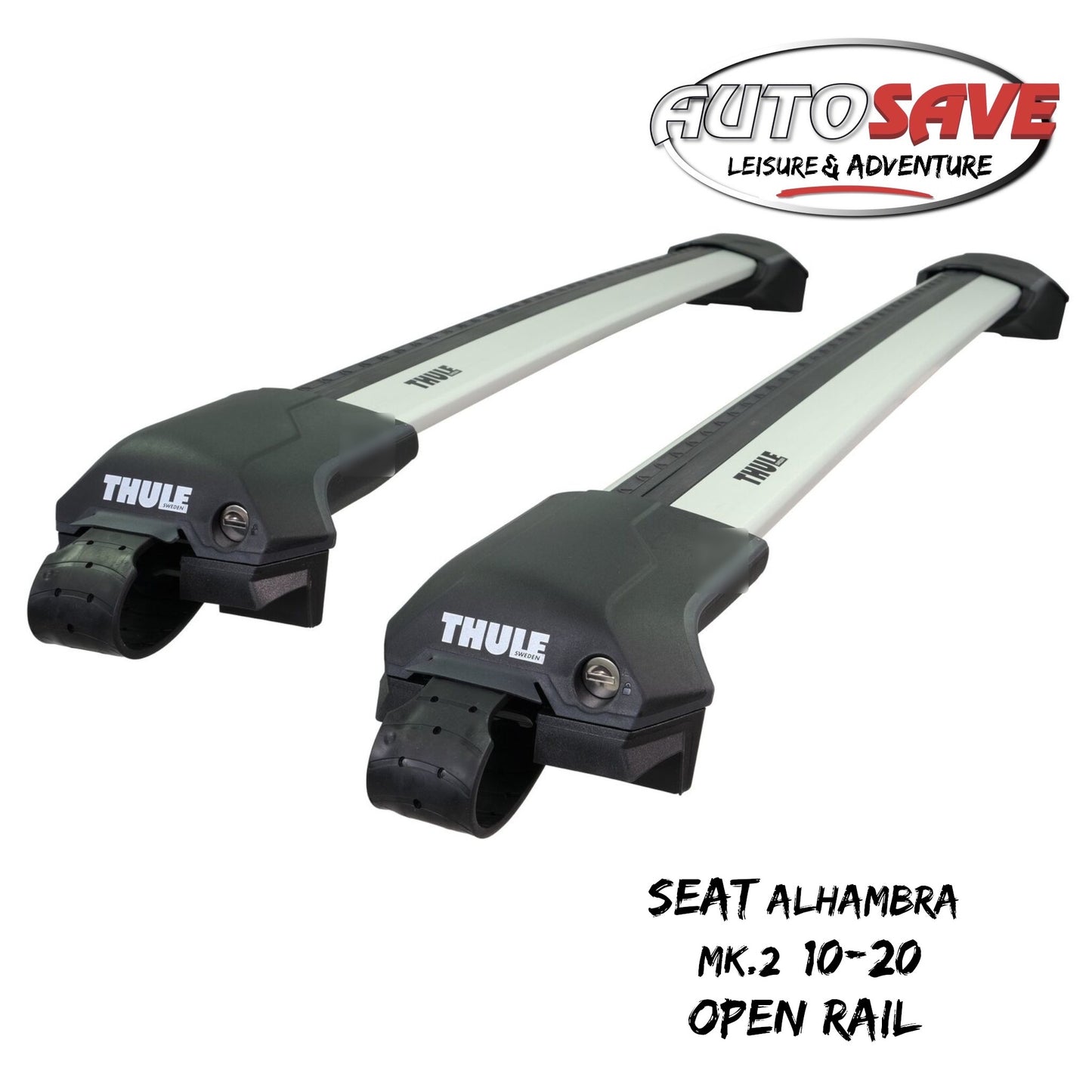 Thule WingBar Edge Silver Roof Bars Seat Alhambra Mk.2 10-20 Open Rails Alu Aero