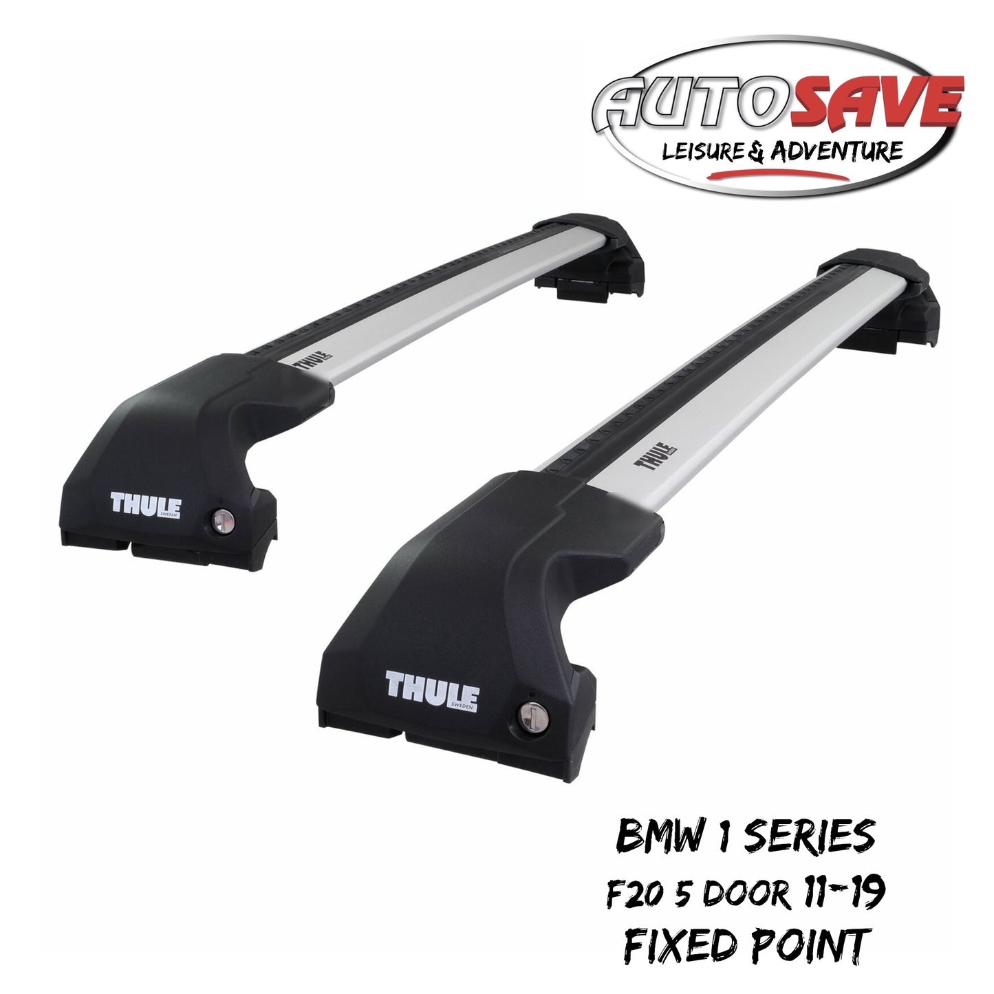 Thule WingBar Edge Silver Roof Bars for BMW 1 Series 5 Door F20 11-19 Fixpoint