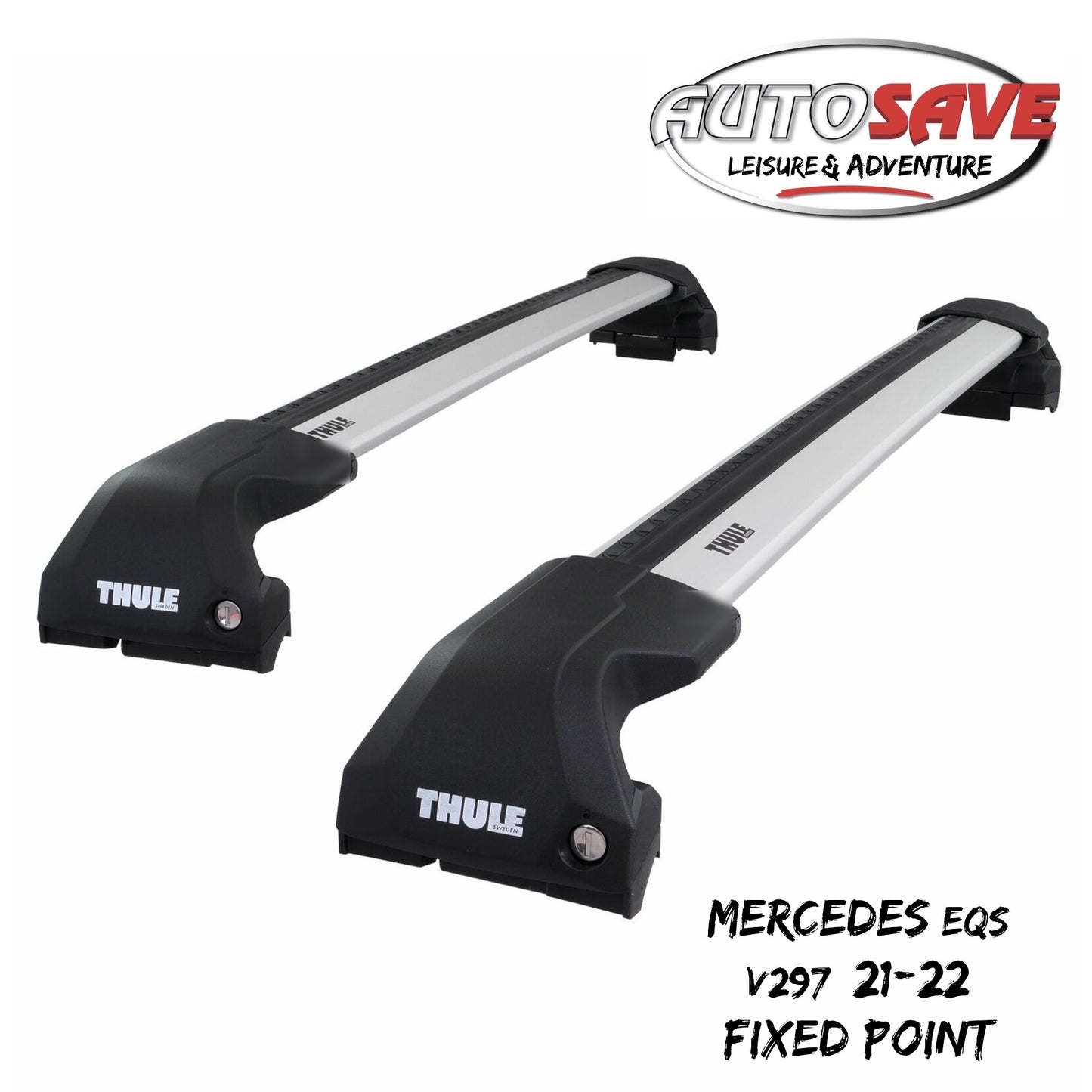 Thule WingBar Edge Silver Roof Bars for Mercedes EQS V297 21-22 Fixpoints Pair