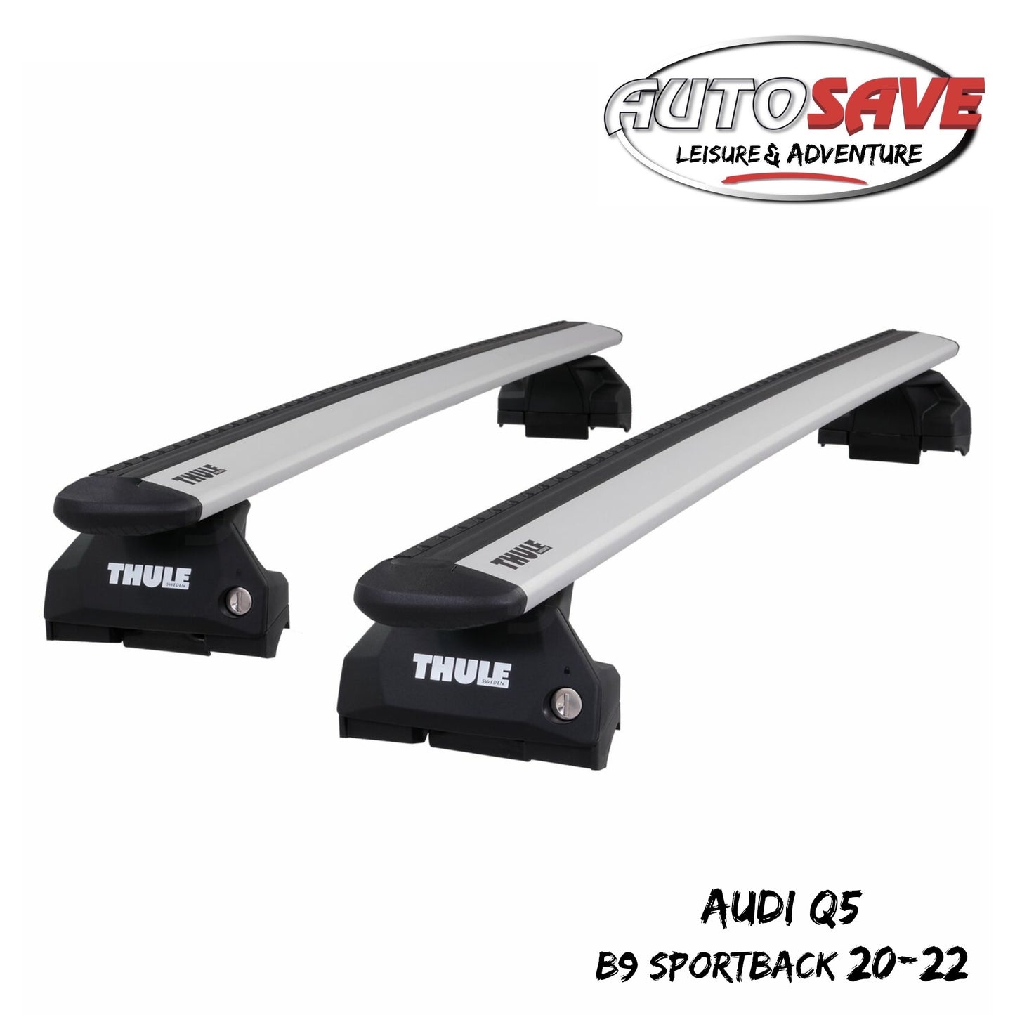 Thule WingBar Evo Silver Roof Bars for Audi Q5 Sportback B9 20-22 Closed Rail