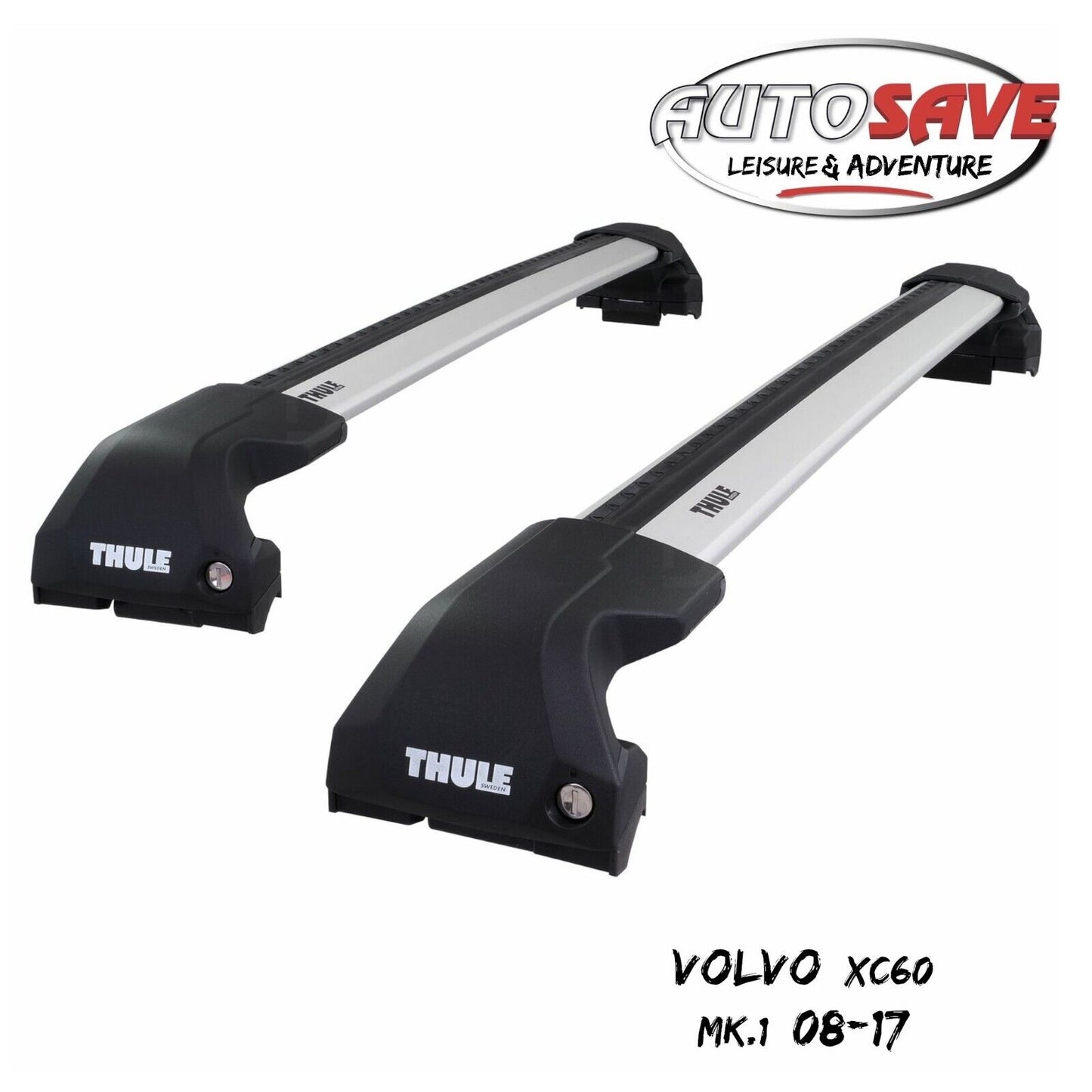 Thule WingBar Edge Silver Aluminium Roof Bars to fit Volvo XC60 Mk.1 08-17 Rails