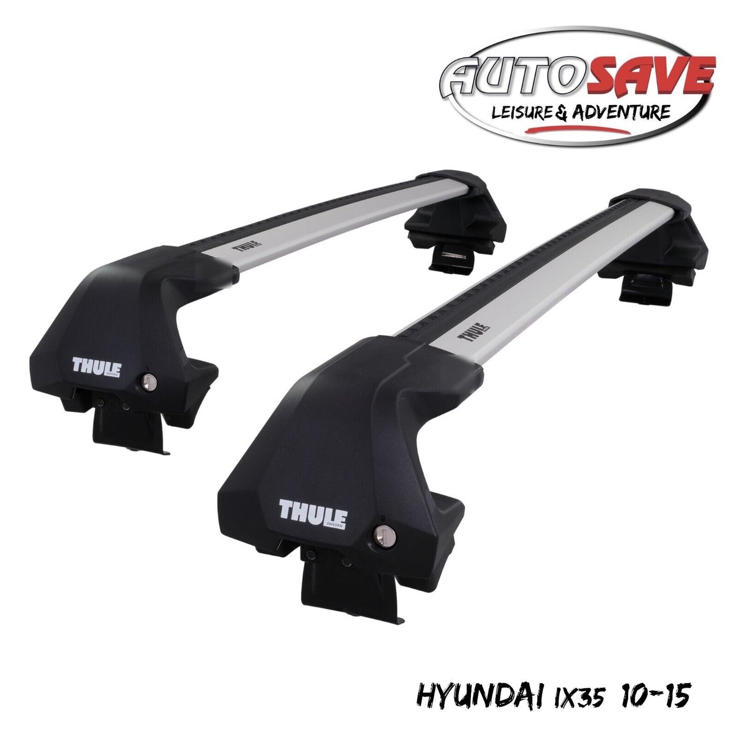 Thule WingBar Edge Silver Aluminium Roof Bars Set to fit Hyundai ix35 10-15 Pair