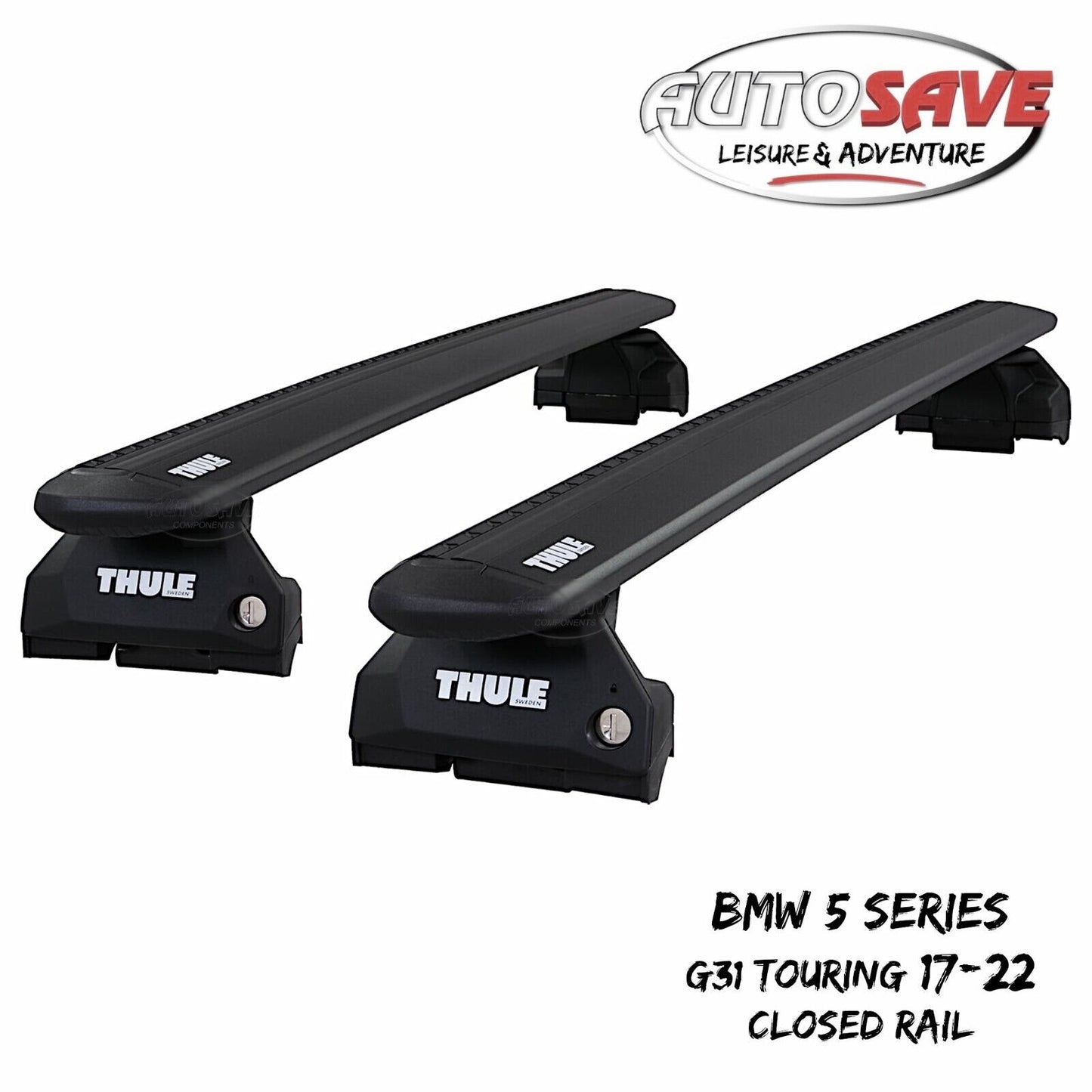 Thule WingBar Evo Black Roof Bars Set fit BMW 5 Series G31 Touring 17-22 Rails