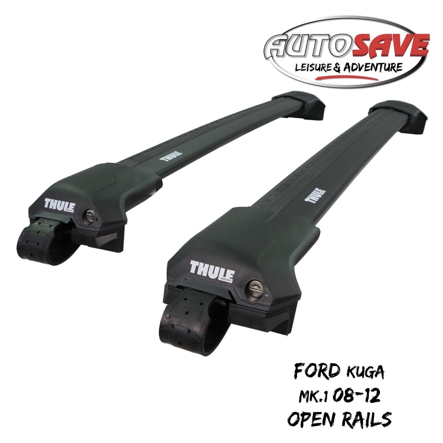 Thule WingBar Edge Black Roof Bars Ford Kuga Mk.1 08-12 Open Rails Alu Aero