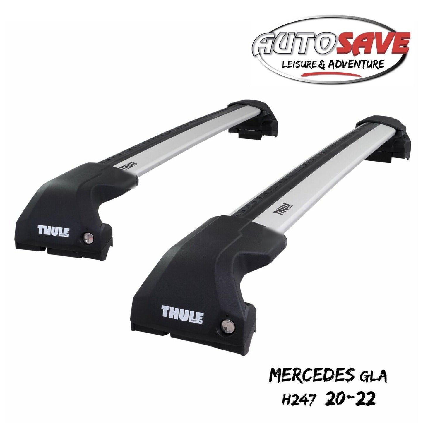 Thule WingBar Edge Silver Aluminium Roof Bars for Mercedes GLA H247 20-22 Rails