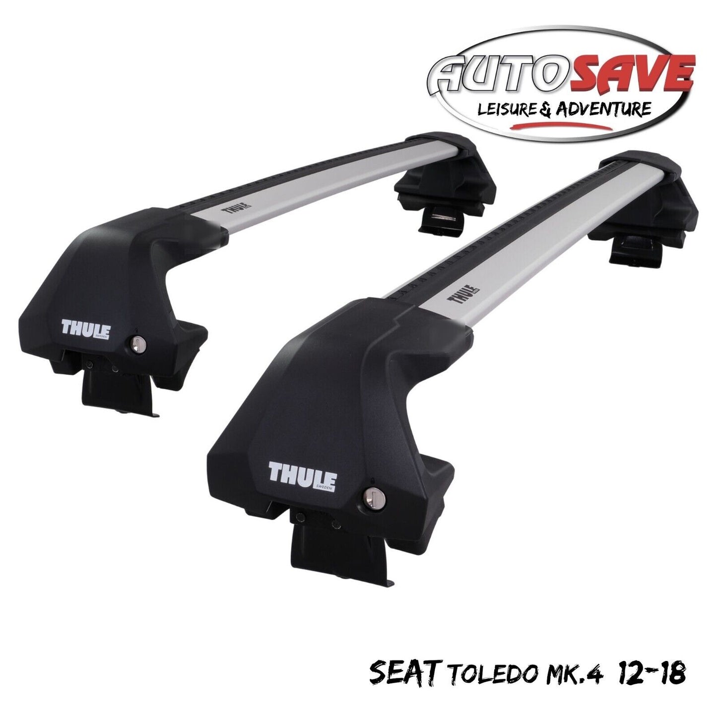 Thule WingBar Edge Silver Aluminium Roof Bars Set to fit Seat Toledo Mk.4 12-18
