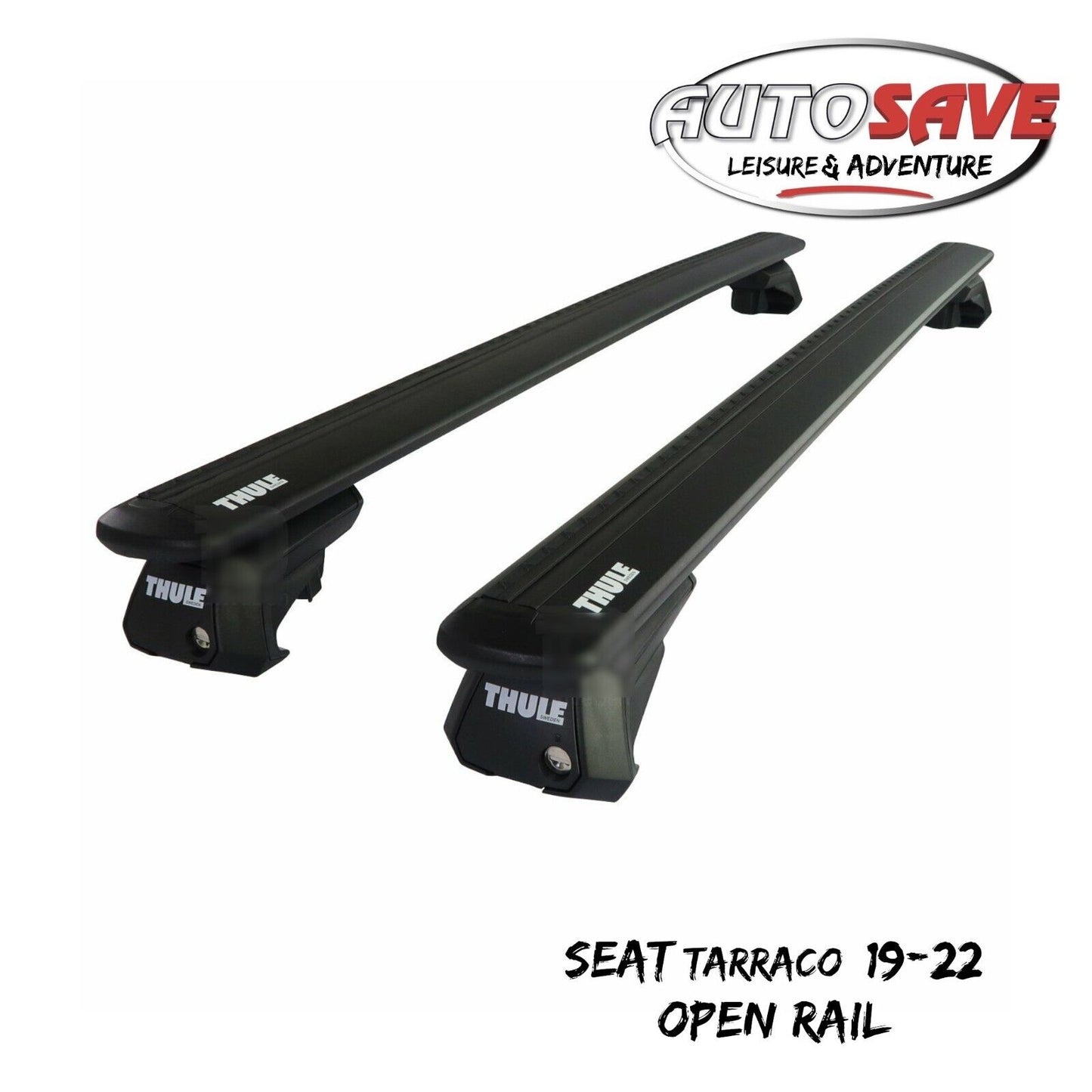 Thule Aluminium WingBar Evo Black Roof Bars for Seat Tarraco 19-22 Open Rail