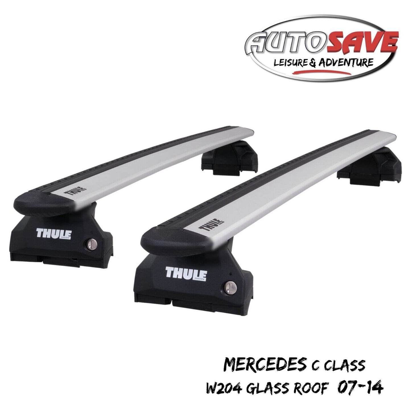 Thule WingBar Evo Silver Roof Bars fit Mercedes C Class W204 (Glass Roof) 07-14