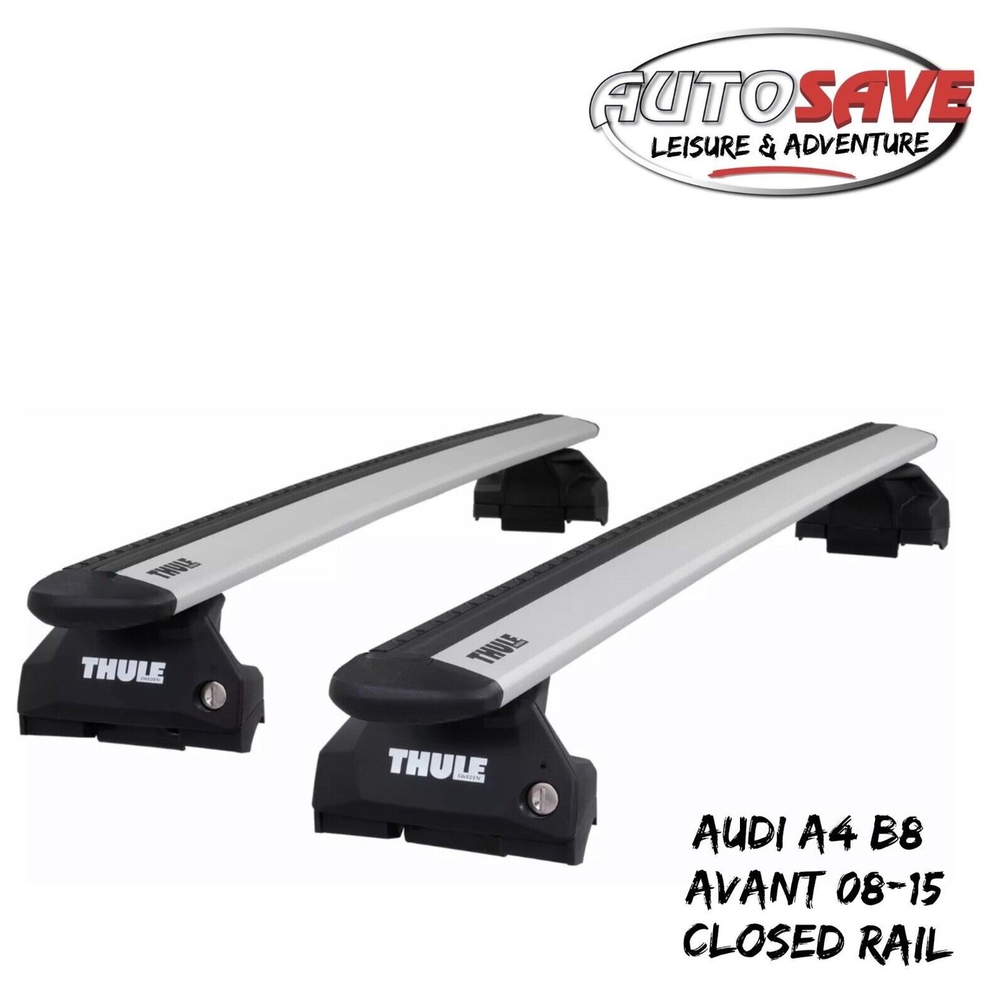Thule Alu WingBar Evo Silver Roof Bars to fit Audi A4 B8 Avant 08-15 Closed Rail