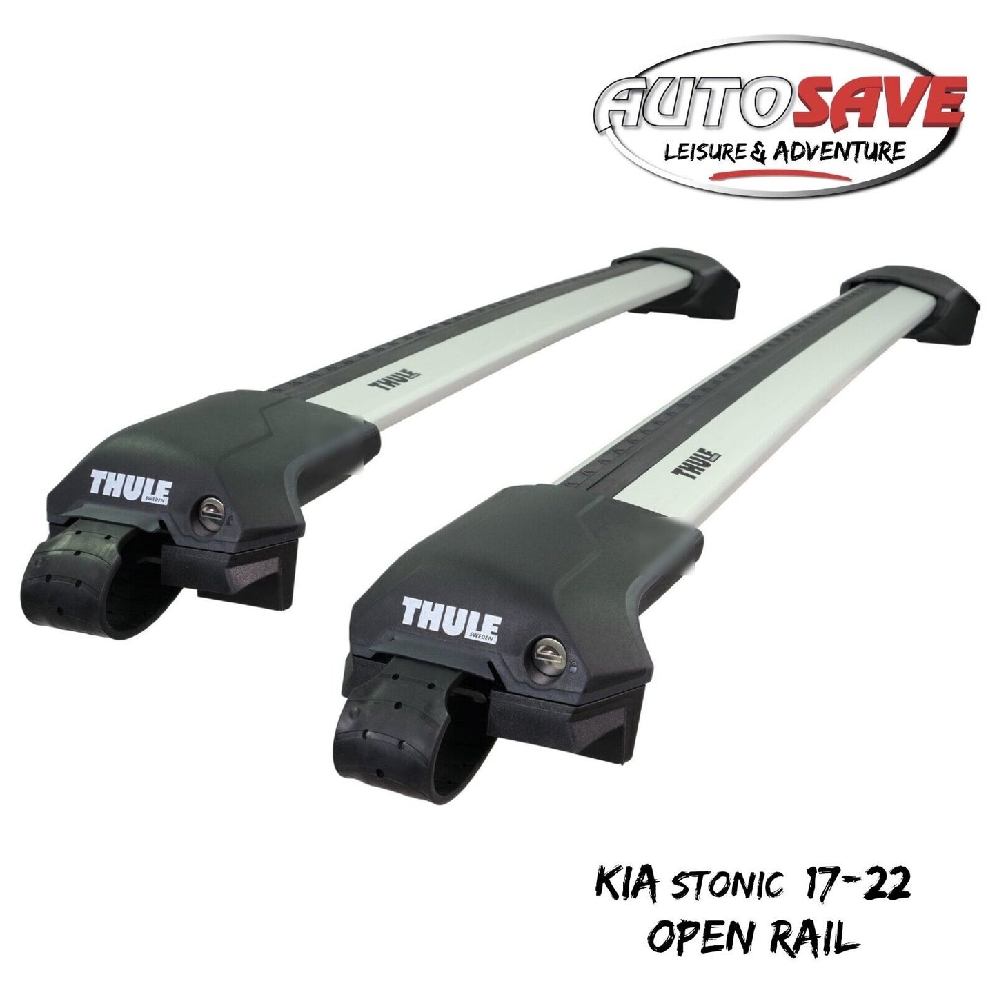 Thule WingBar Edge Silver Roof Bars Kia Stonic 17-22 Open Rails Aluminium Aero