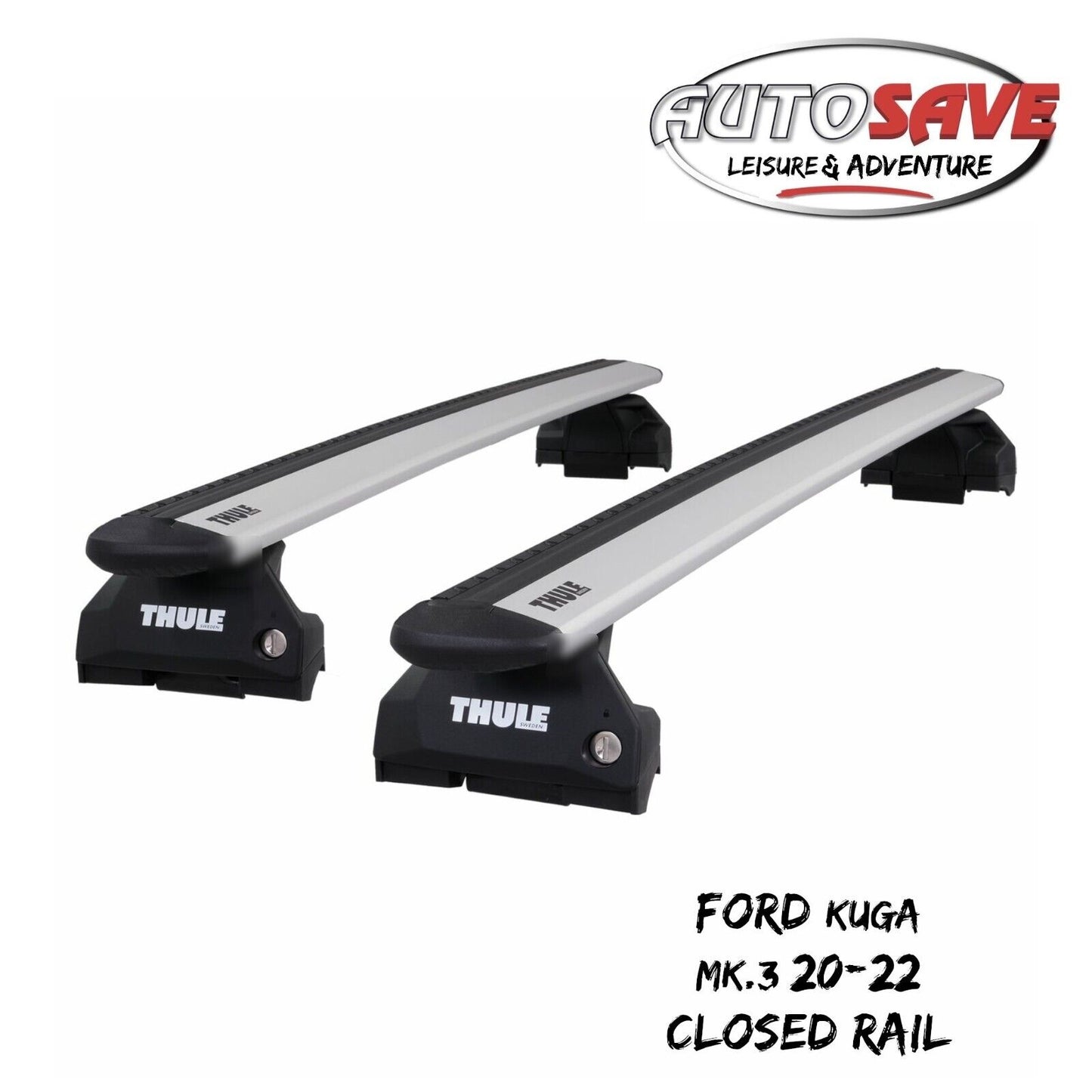 Thule Aluminium WingBar Evo Silver Roof Bars for Ford Kuga Mk3 20-22 Closed Rail