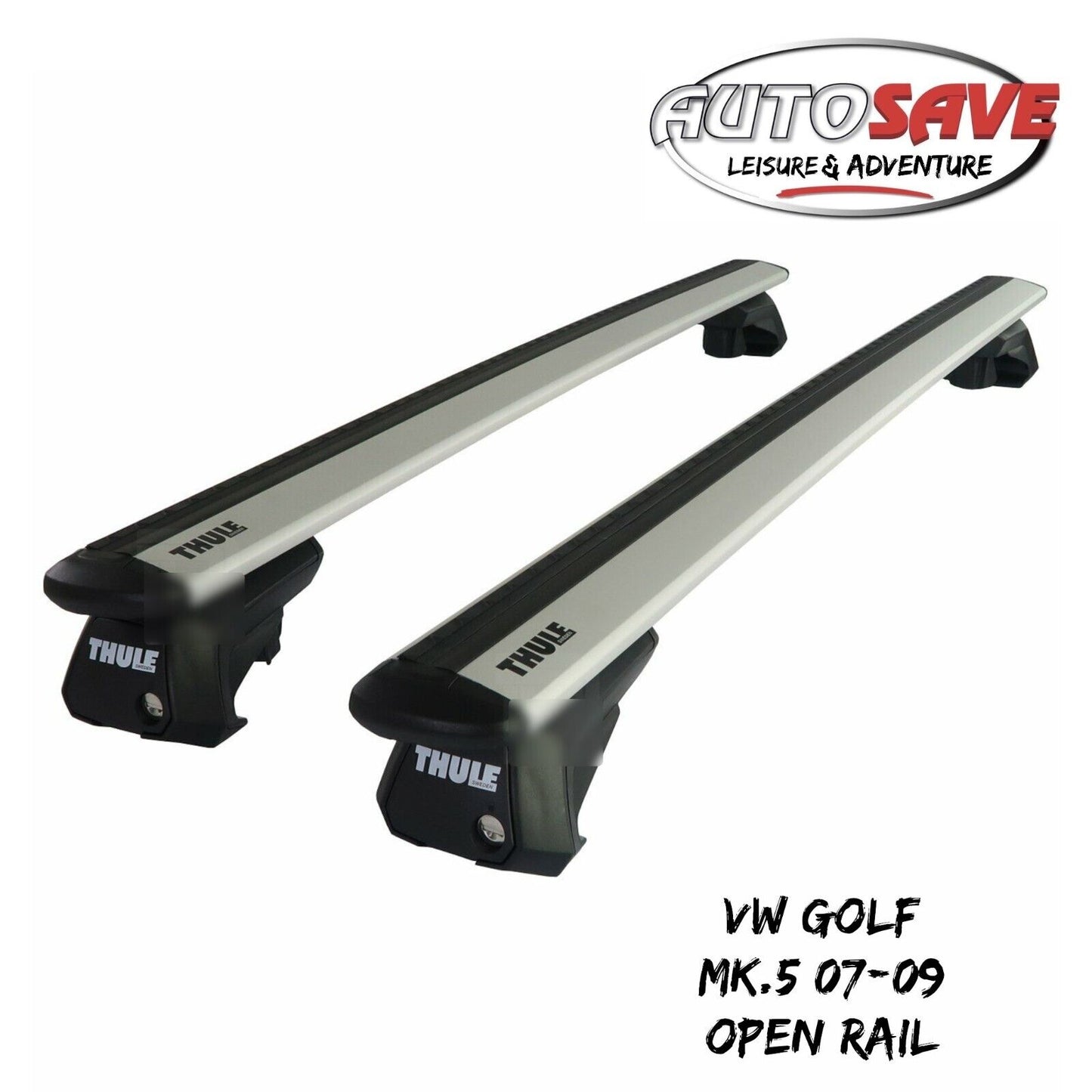 Thule Alu WingBar Evo Silver Roof Bars fit VW Golf Mk.5 Estate 07-09 Open Rail