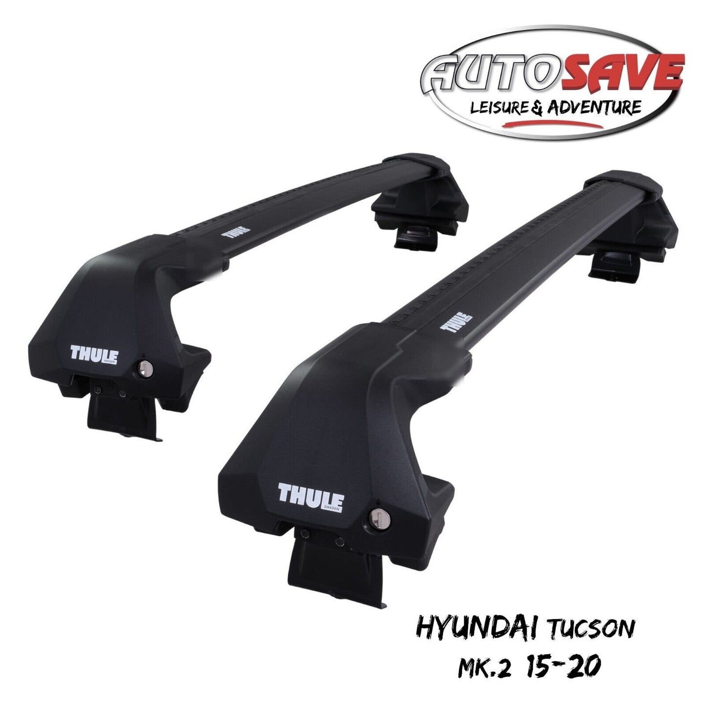 Thule WingBar Edge Black Aluminium Roof Bars Set for Hyundai Tucson Mk.2 15-20