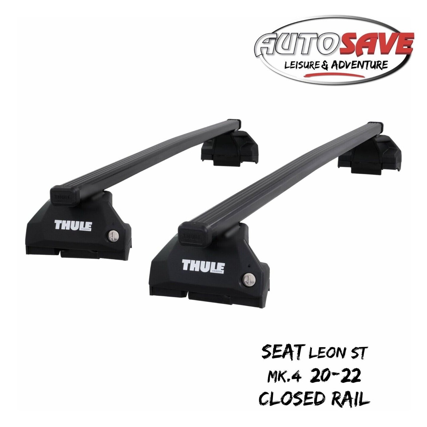 Thule Steel SquareBar Evo Roof Bars Set for Seat Leon ST Mk4 20-22 Closed Rail