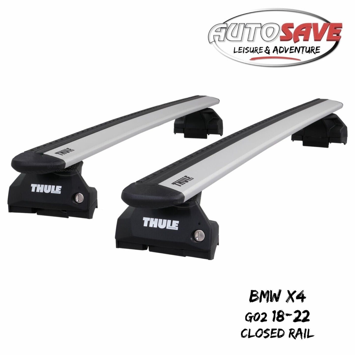 Thule Aluminium WingBar Evo Silver Roof Bars to fit BMW X4 G02 18-22 Closed Rail