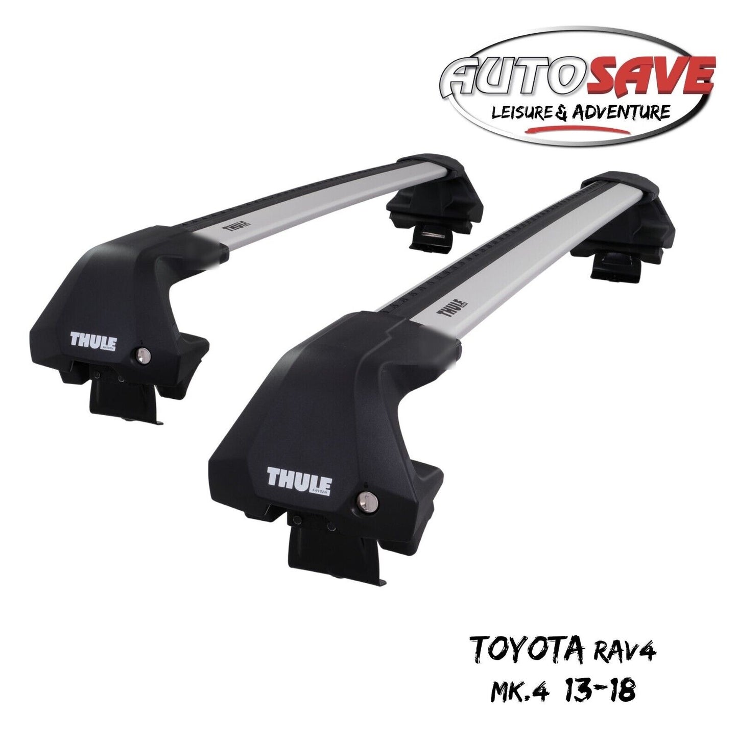 Thule WingBar Edge Silver Aluminium Roof Bars Set to fit Toyota RAV4 Mk.4 13-18
