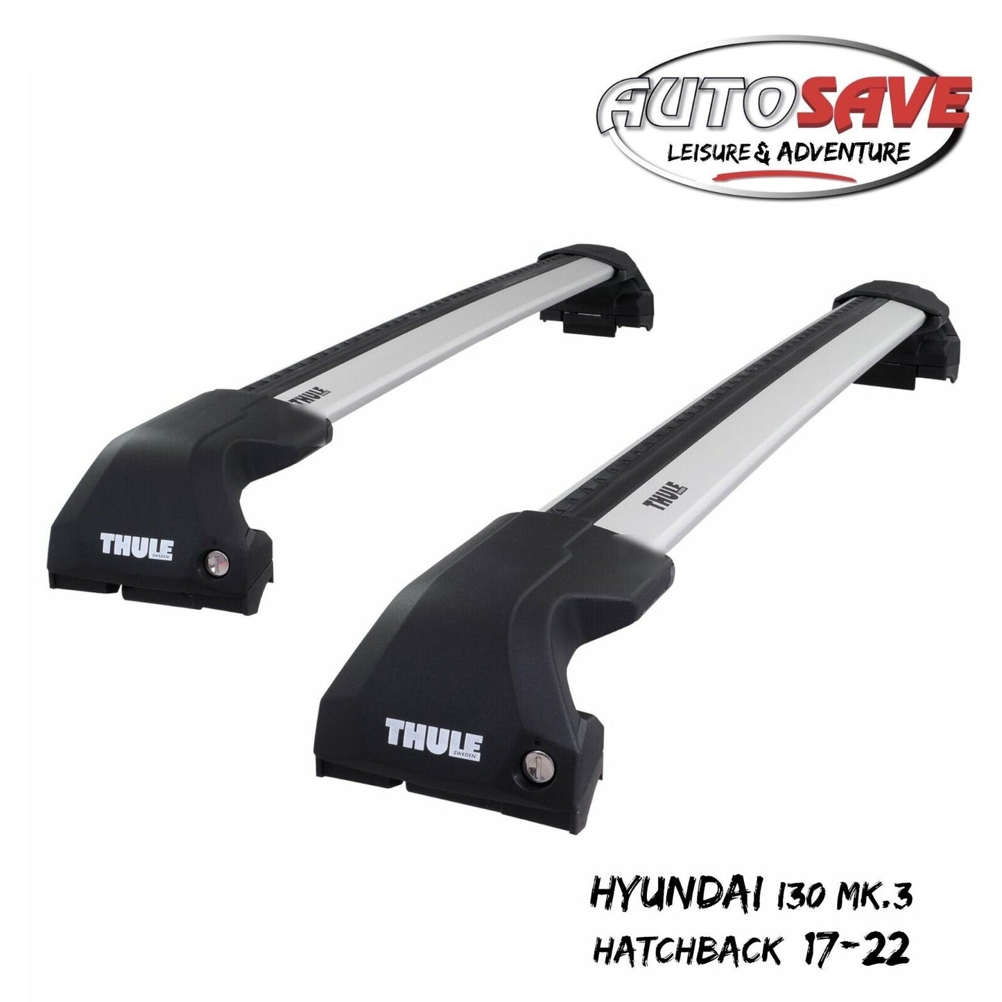 Thule WingBar Edge Silver Roof Bars Set to fit Hyundai i30 Hatchback Mk.3 17-22
