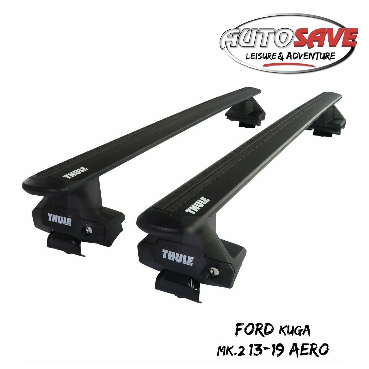 Thule Aluminium WingBar Evo Black Roof Bars Set to fit Ford Kuga Mk.2 13-19 Aero