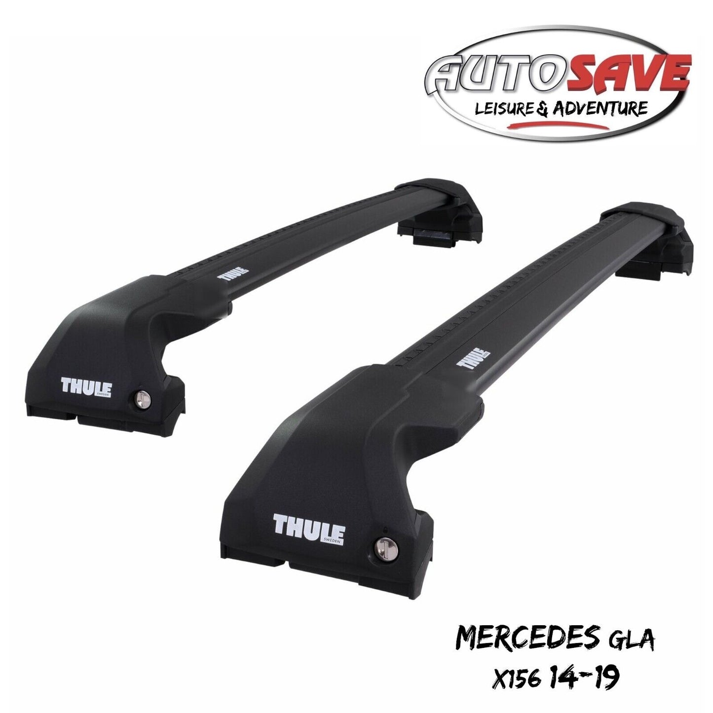 Thule WingBar Edge Black Aluminium Roof Bars for Mercedes GLA X156 14-19 Rails