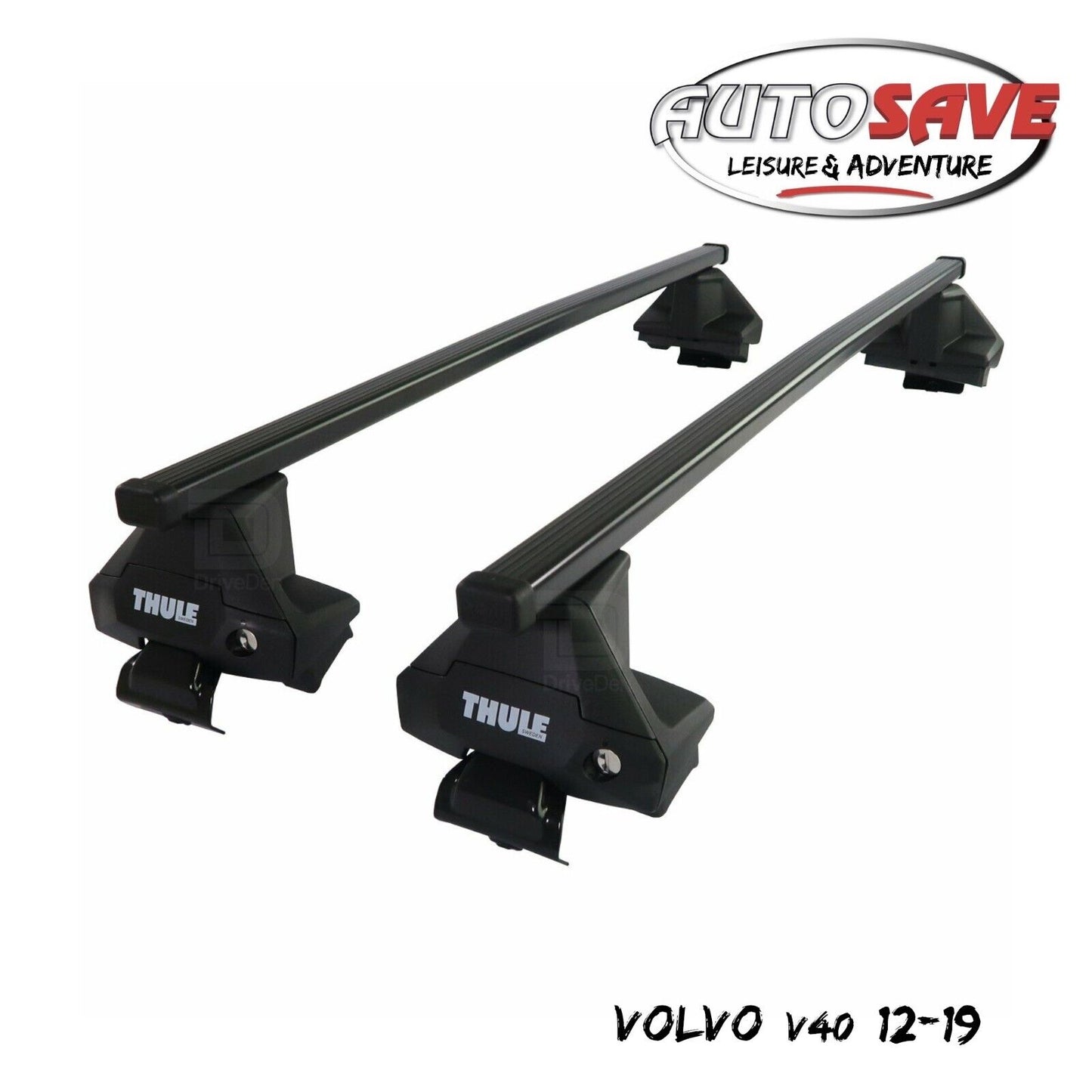 Thule Steel SquareBar Evo Roof Bars Set to fit Volvo V40 12-19 Lockable Pair