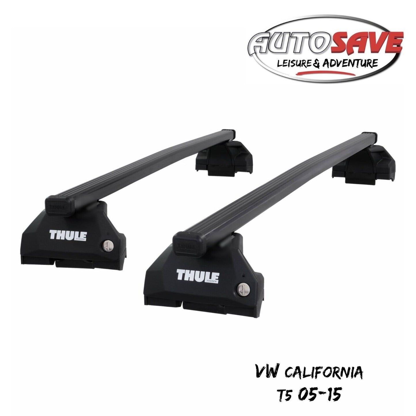 Thule Steel SquareBar Evo Roof Bars Set to fit VW California T5 05-15 T-Profile