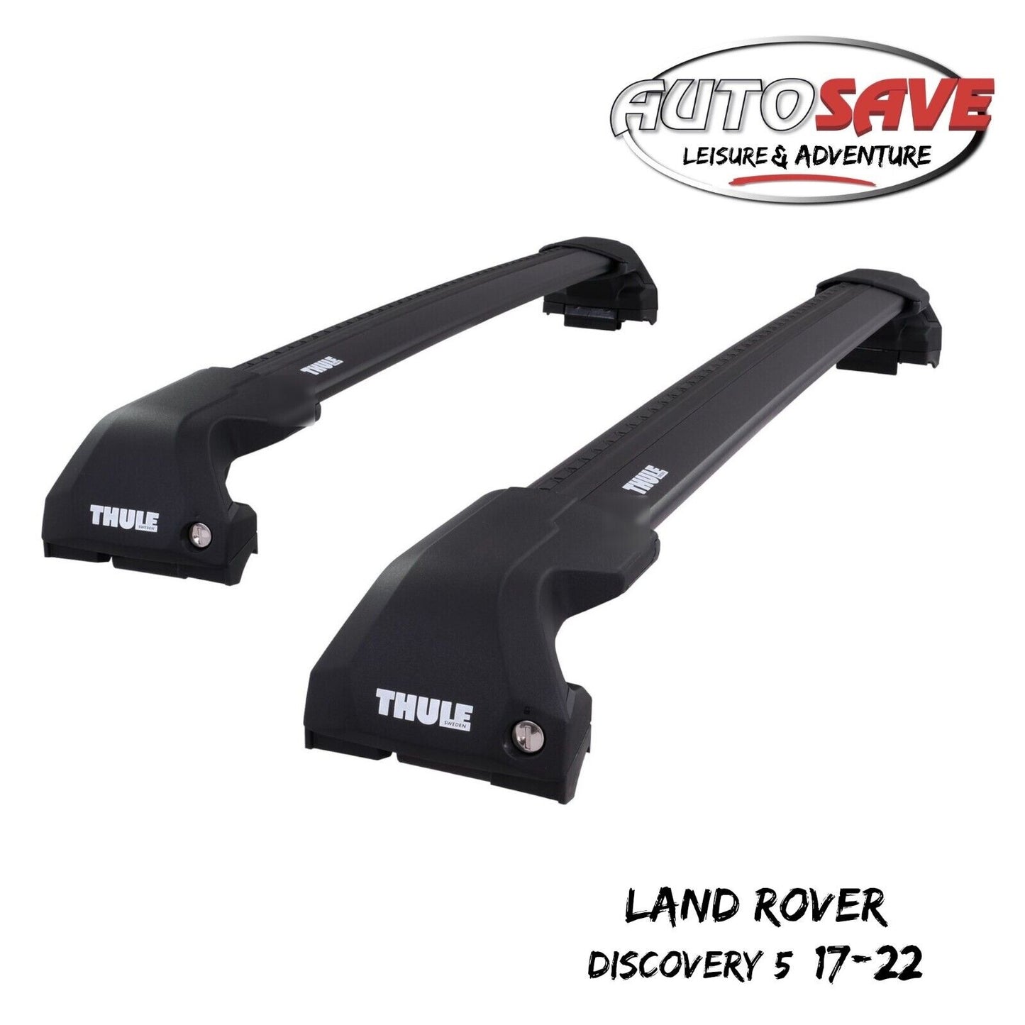 Thule WingBar Edge Black Roof Bars Set to fit Land Rover Discovery 5 17-22 Rails
