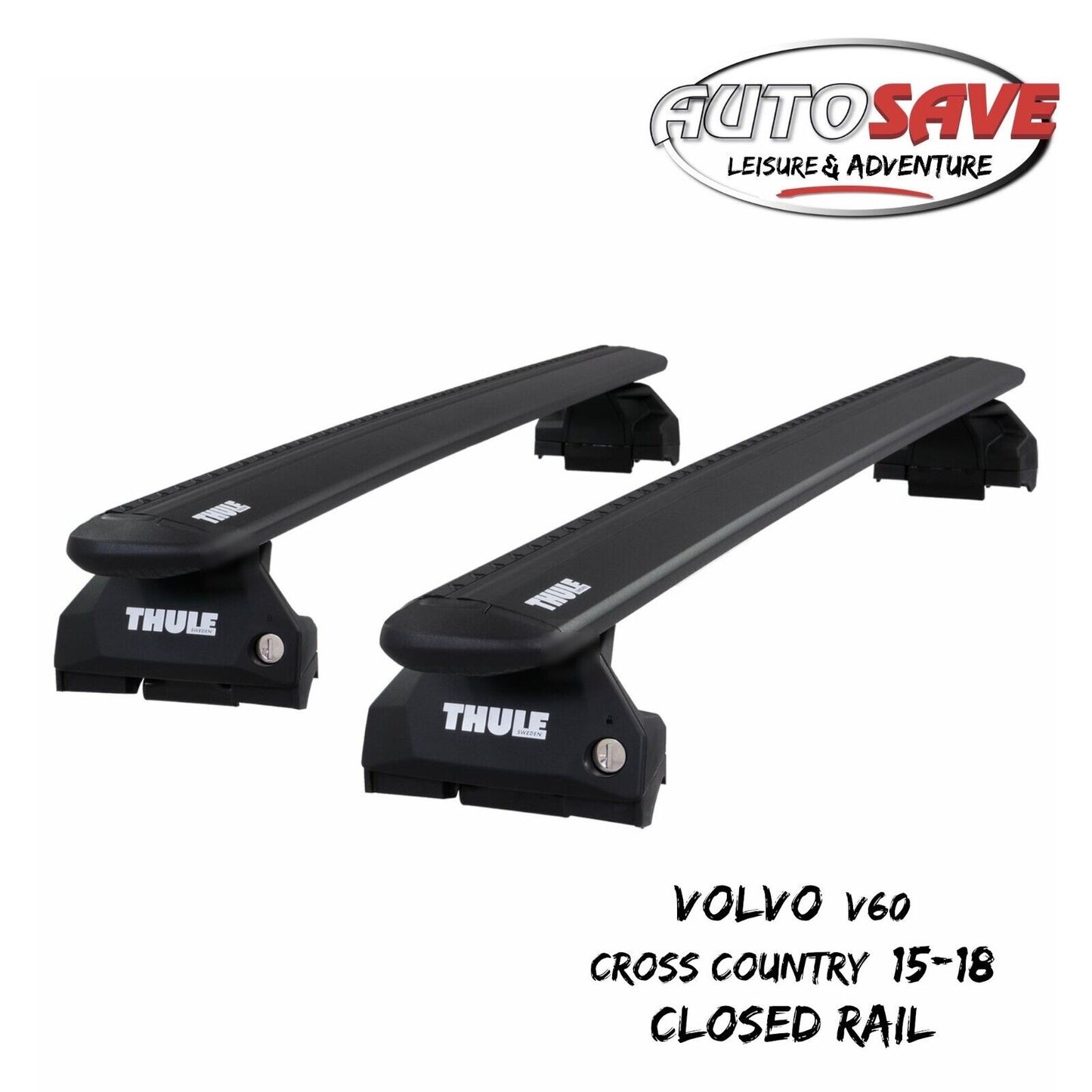 Thule WingBar Evo Black Roof Bars fit Volvo V60 Cross Country 15-18 Closed Rail