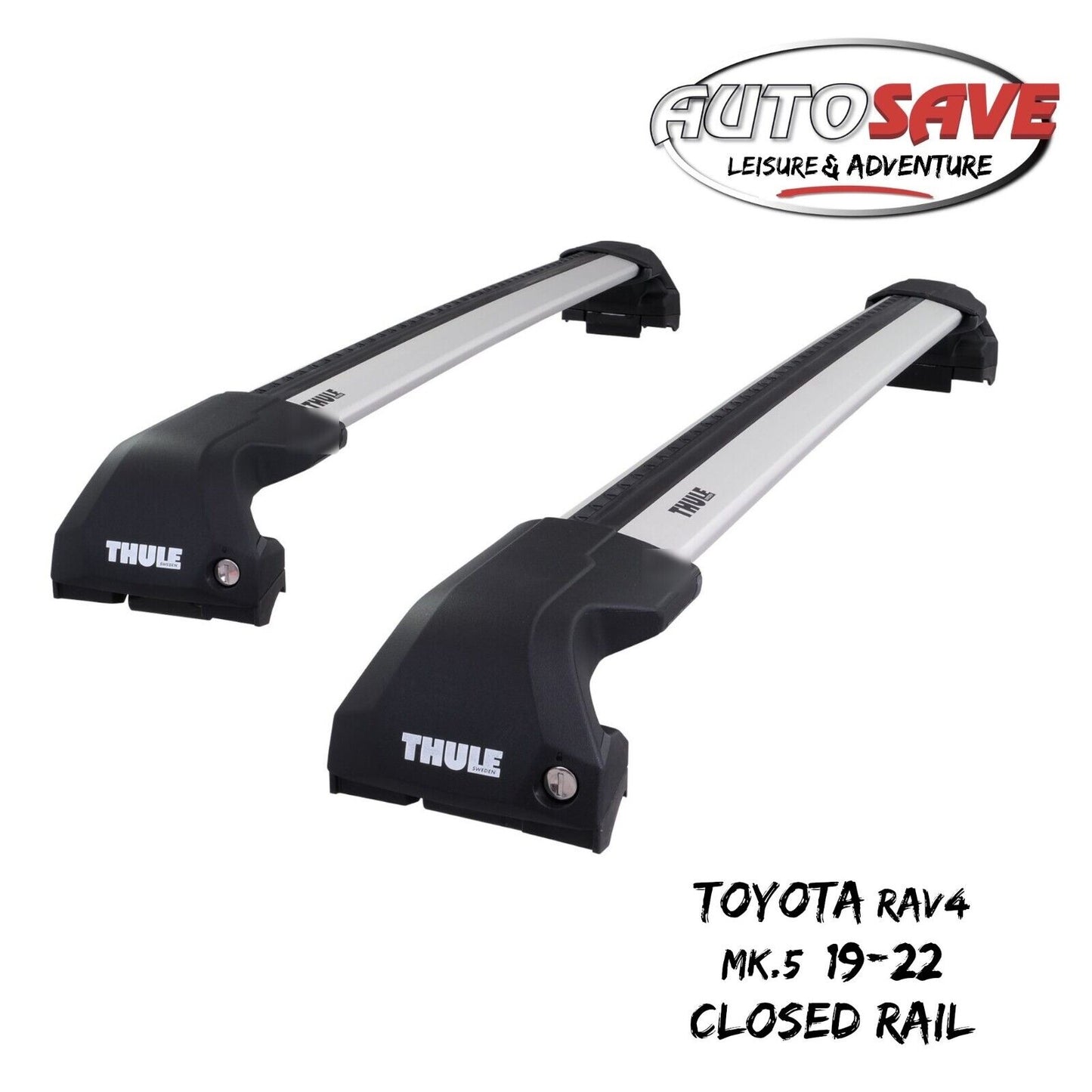 Thule WingBar Edge Silver Roof Bars Set for Toyota RAV4 Mk.5 19-22 Closed Rail