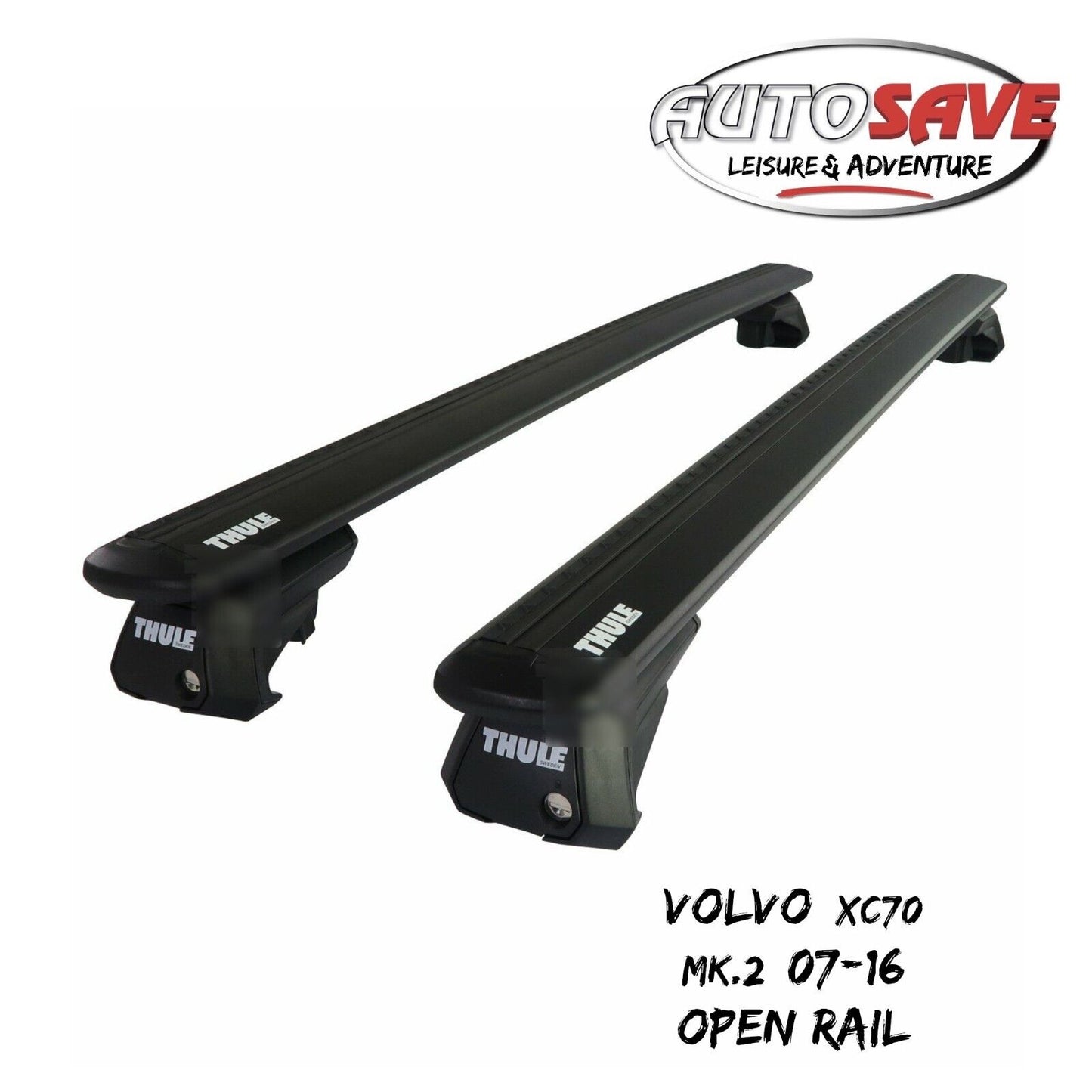 Thule Alu WingBar Evo Black Roof Bars Set to fit Volvo XC70 Mk.2 07-16 Open Rail
