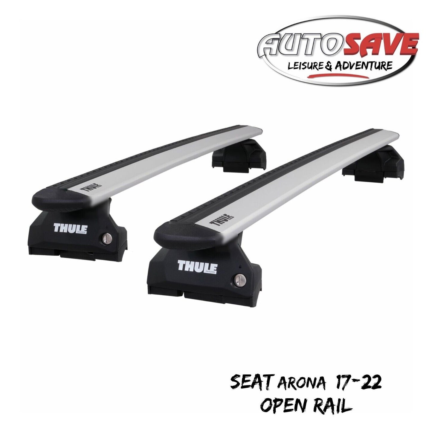 Thule Aluminium WingBar Evo Silver Roof Bars to fit Seat Arona 17-22 Open Rail