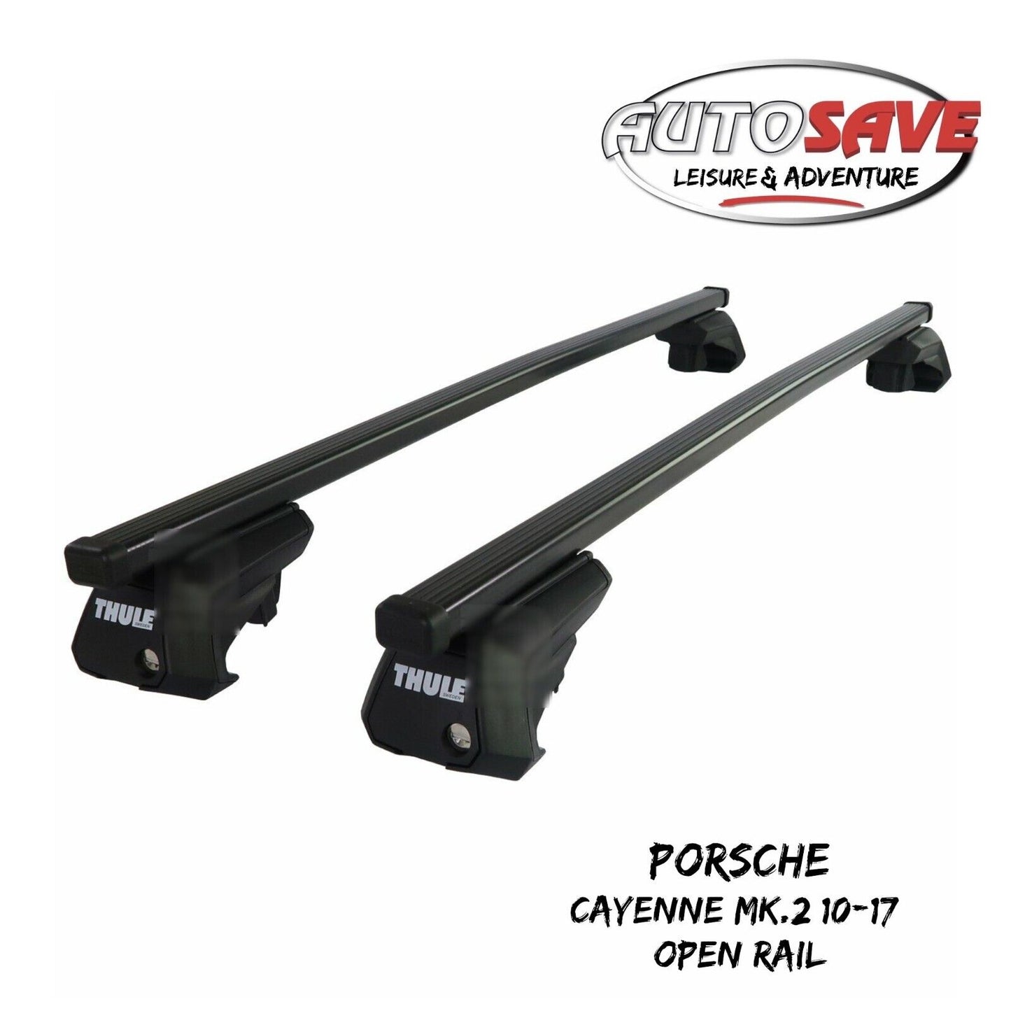 Thule Steel SquareBar Evo Roof Bar Set fit Porsche Cayenne Mk.2 10-17 Open Rail