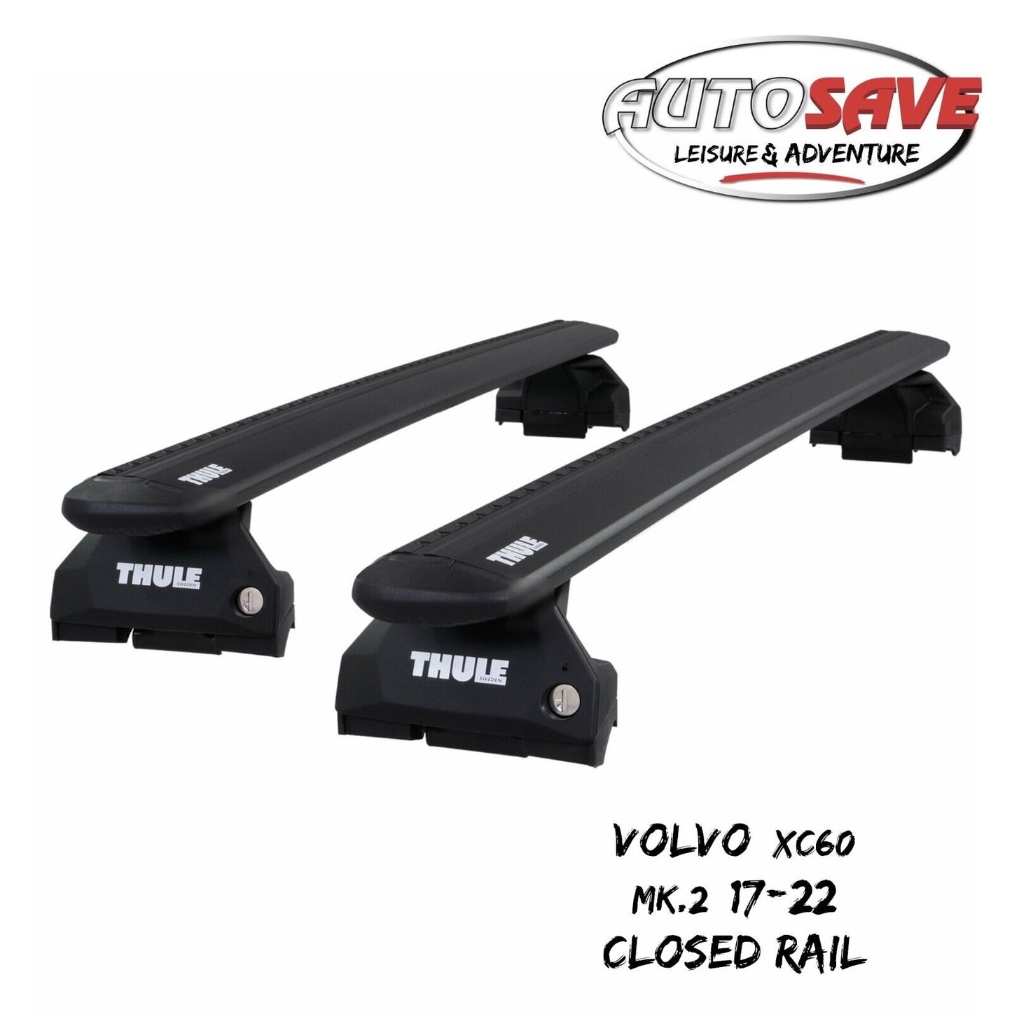 Thule Alu WingBar Evo Black Roof Bars to fit Volvo XC60 Mk.2 17-22 Closed Rail